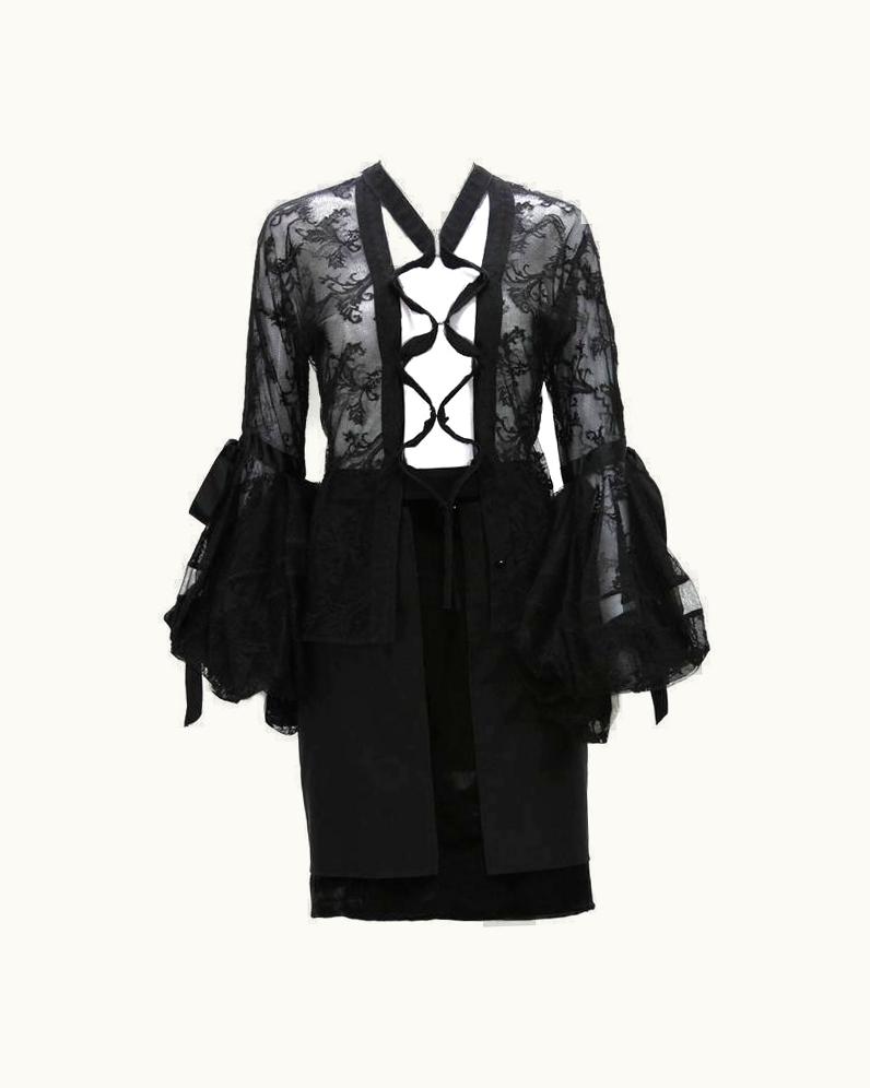 Saint Laurent Tom Ford For Yves Saint Laurent Fall 2002 Lace Blouse + Skirt