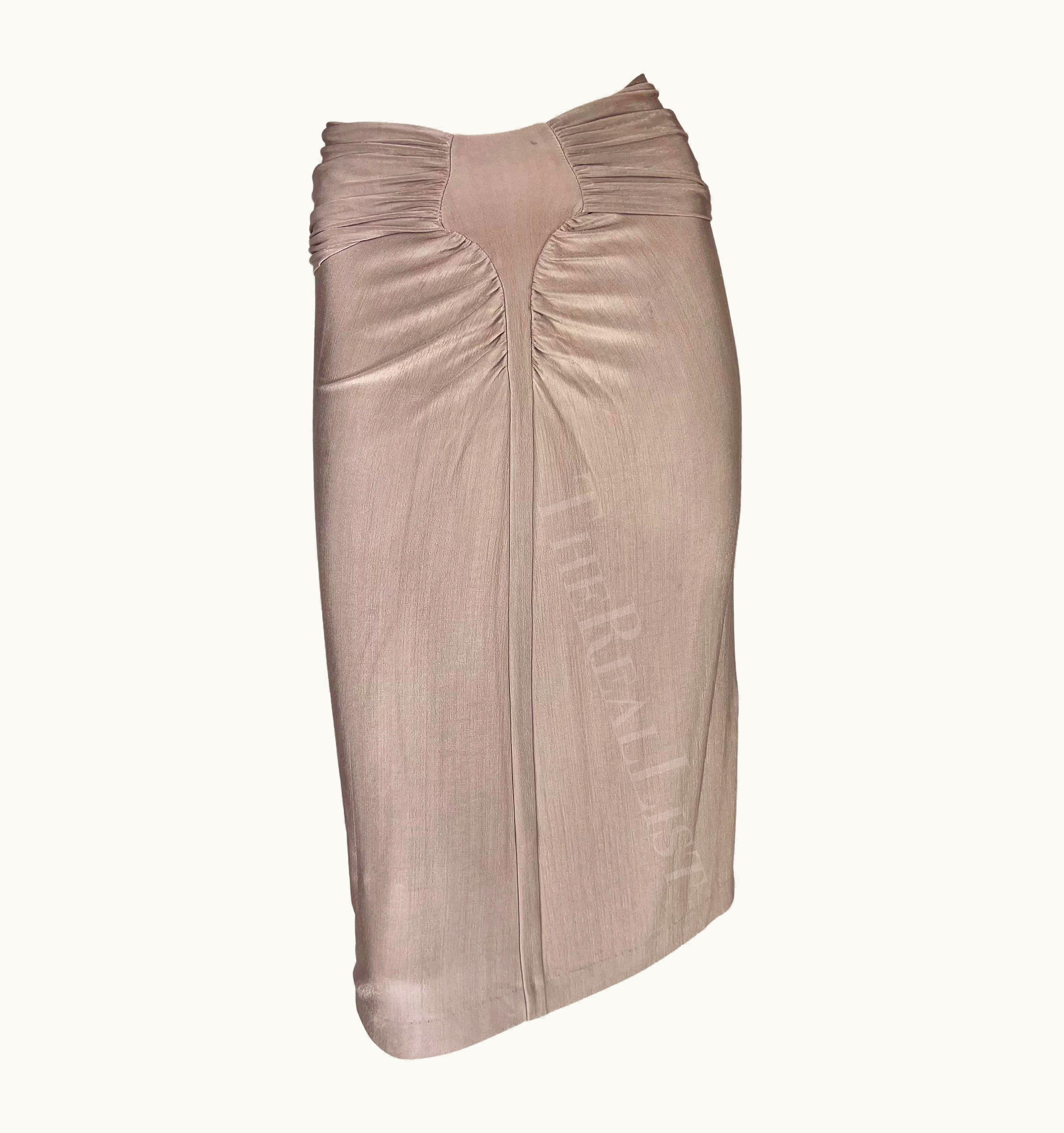 Saint Laurent S/S 2003 Yves Saint Laurent By Tom Ford Runway Dusty Lavender Ruched Slinky