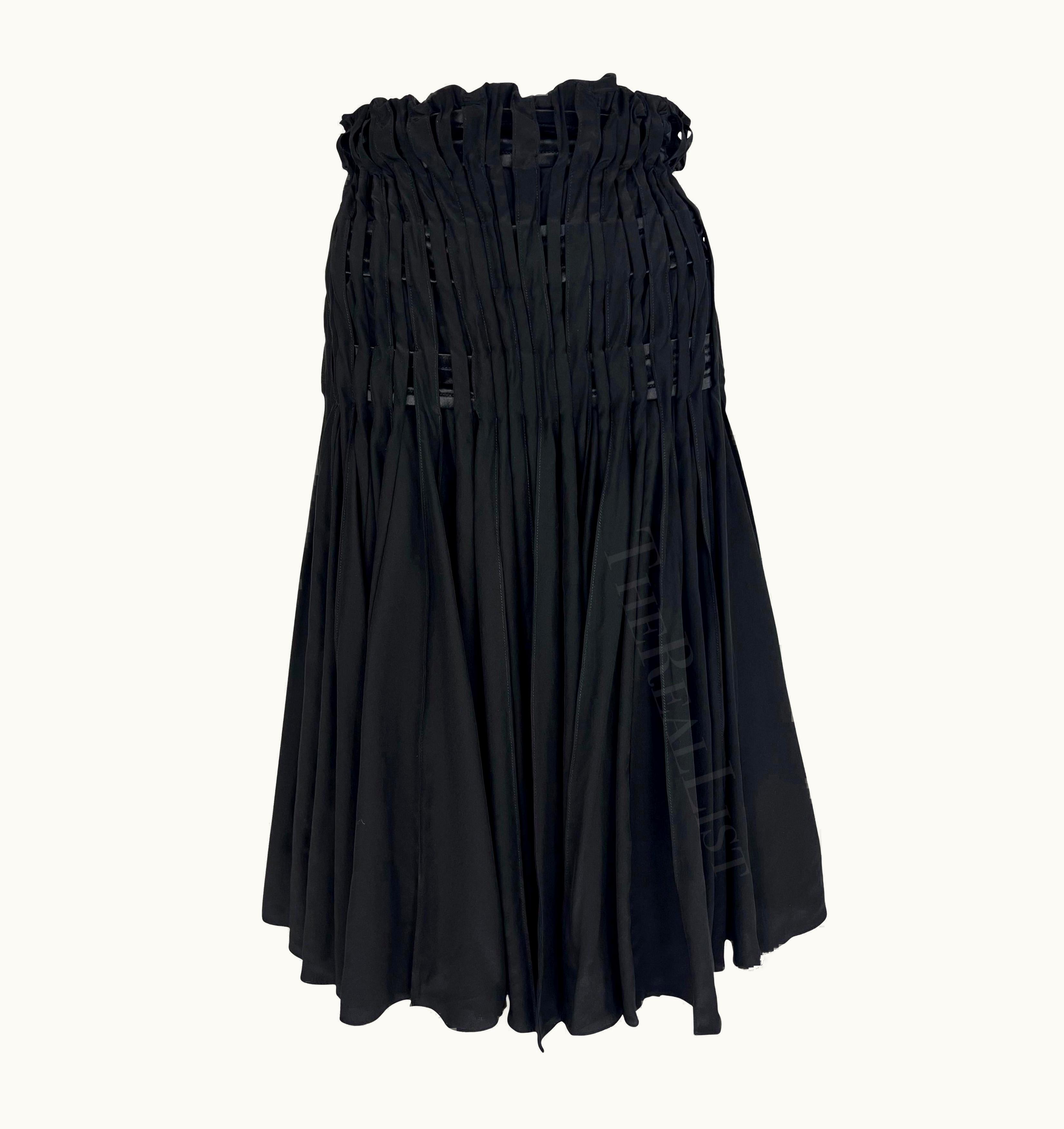 Saint Laurent AW 2001 Yves Saint Laurent By Tom Ford Pleated Black Satin Flare Skirt UZ0586000
