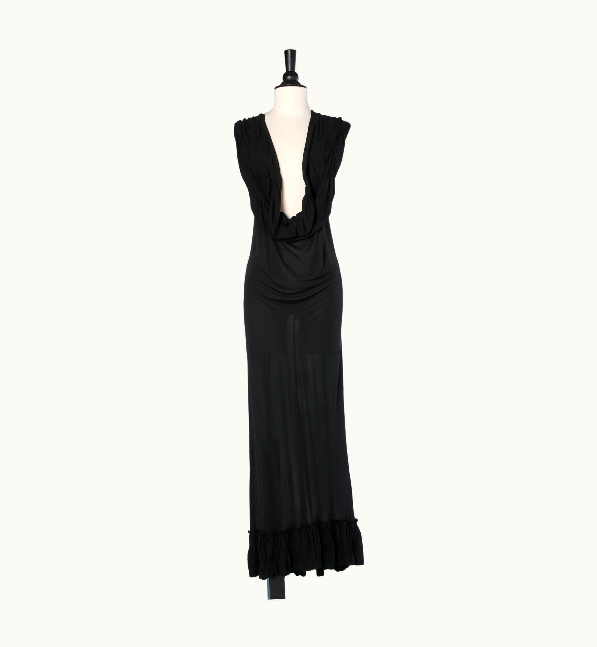 Saint Laurent Long Black Jersey Draped Evening Gown Yves Saint Laurent Rive Gauche