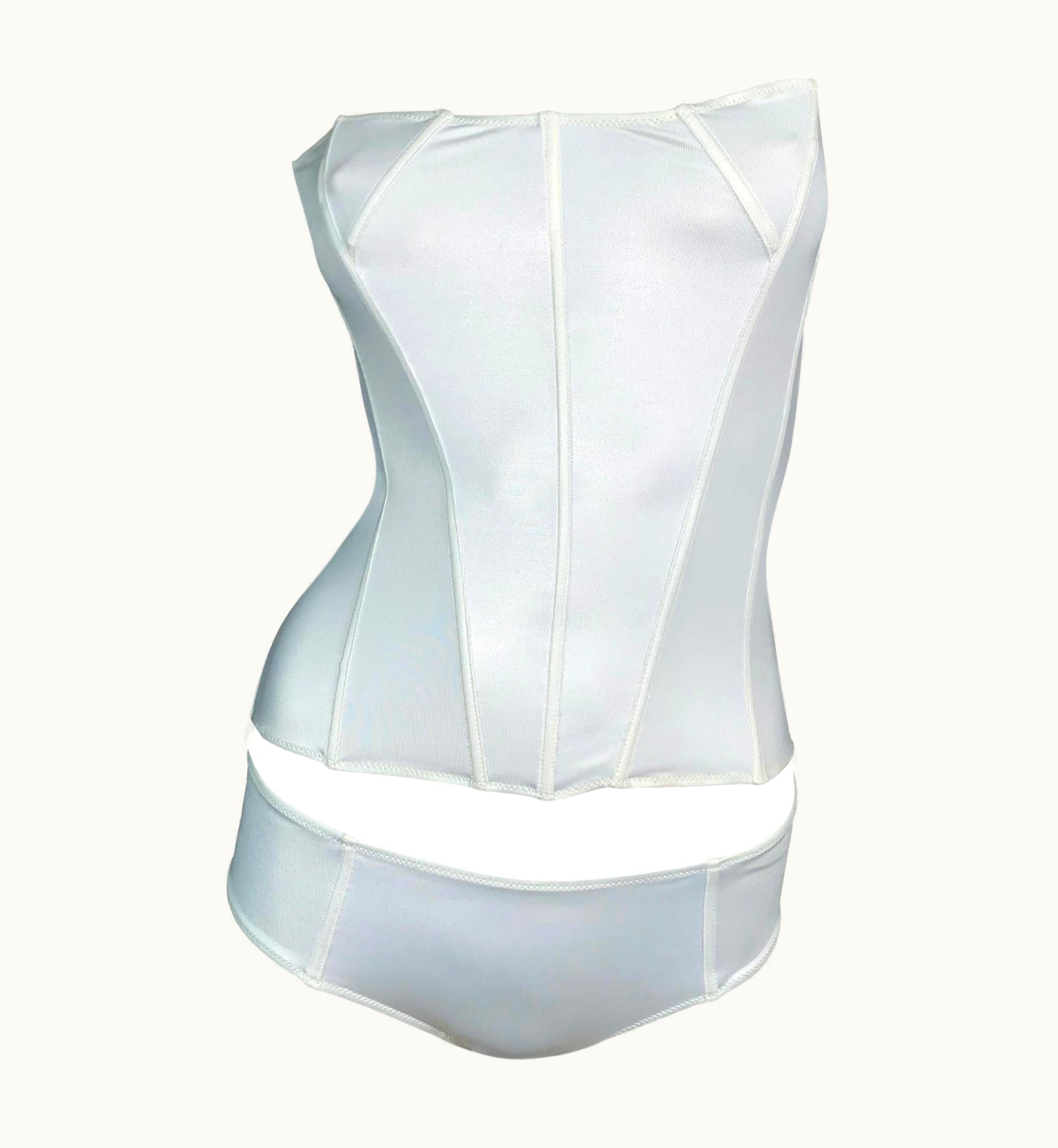 Saint Laurent S/S 2001 Yves Saint Laurent Tom Ford Pearl Ivory Stretch Bustier Bikini Set