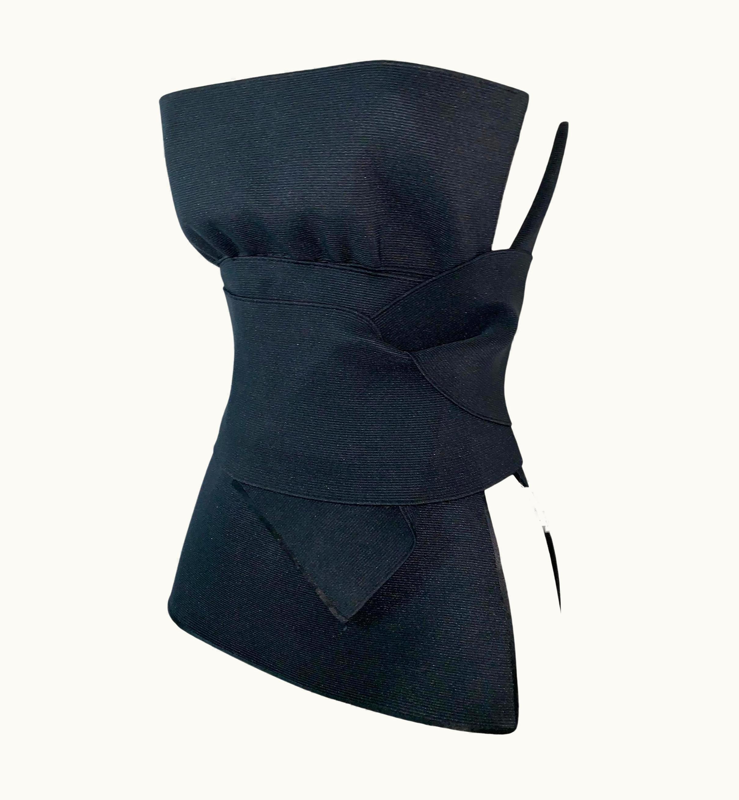 Saint Laurent S/S 2001 Yves Saint Laurent By Tom Ford Runway Black Bandage Wrap Bustier Top