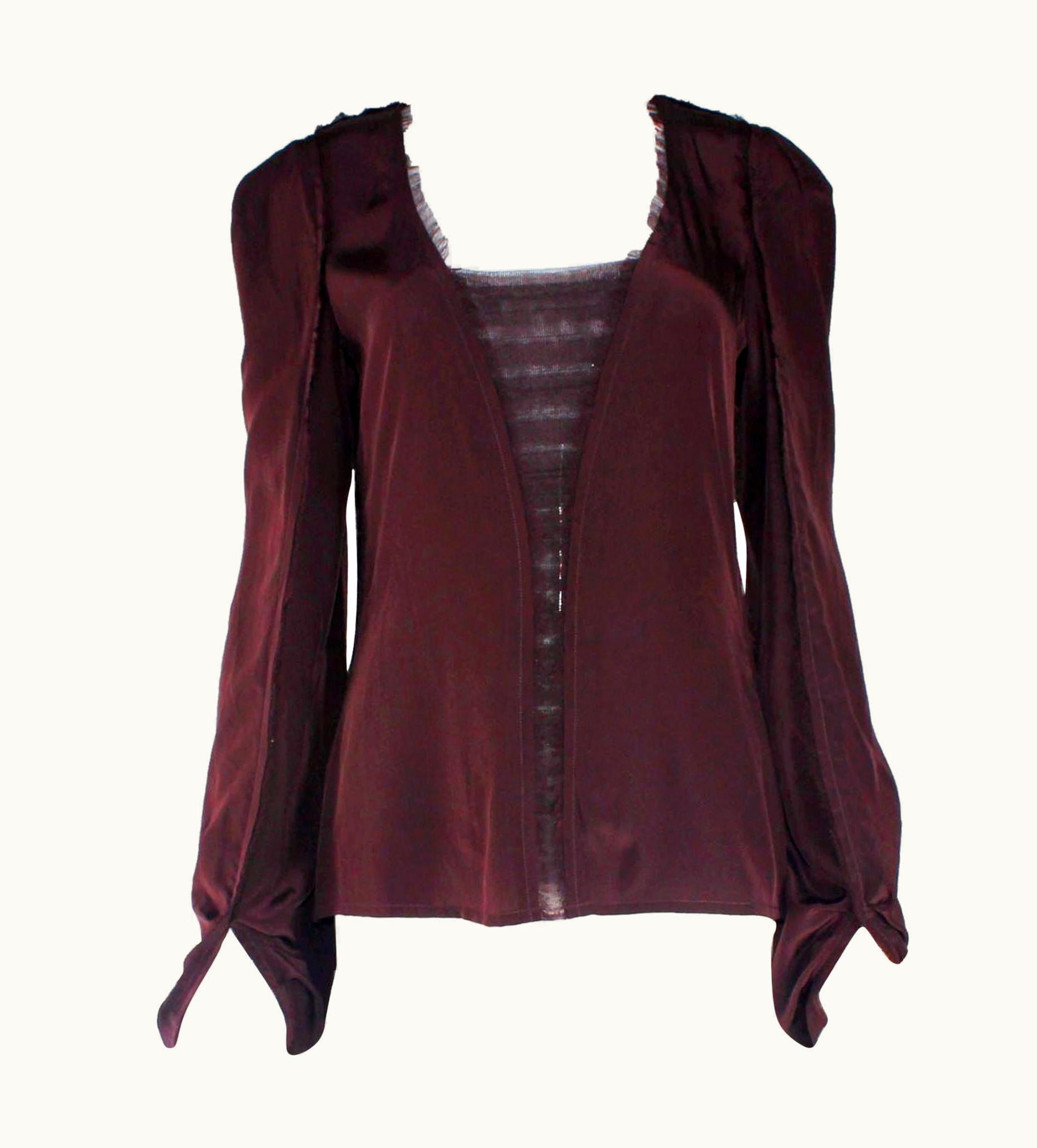 Saint Laurent Aubergine Yves Saint Laurent By Tom Ford 2002 YSL Tulle Silk Jacket Blazer