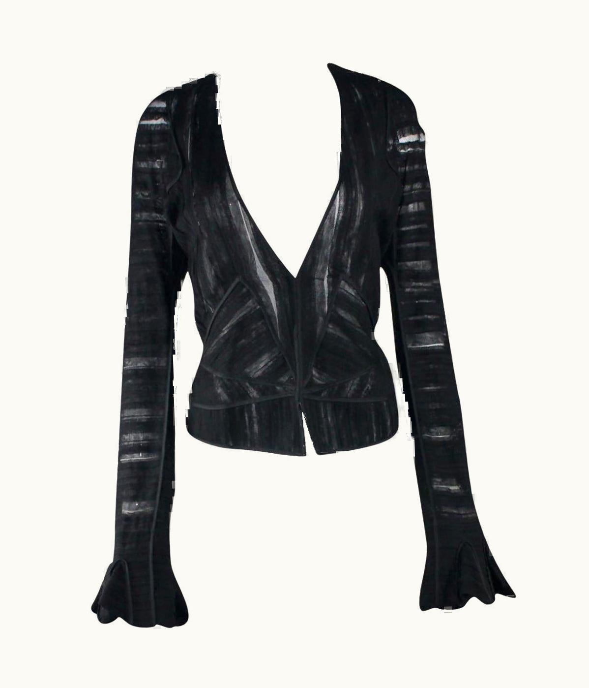 Saint Laurent Yves Saint Laurent YSL By Tom Ford 2002 Black Tulle Silk Layer Jacket Top