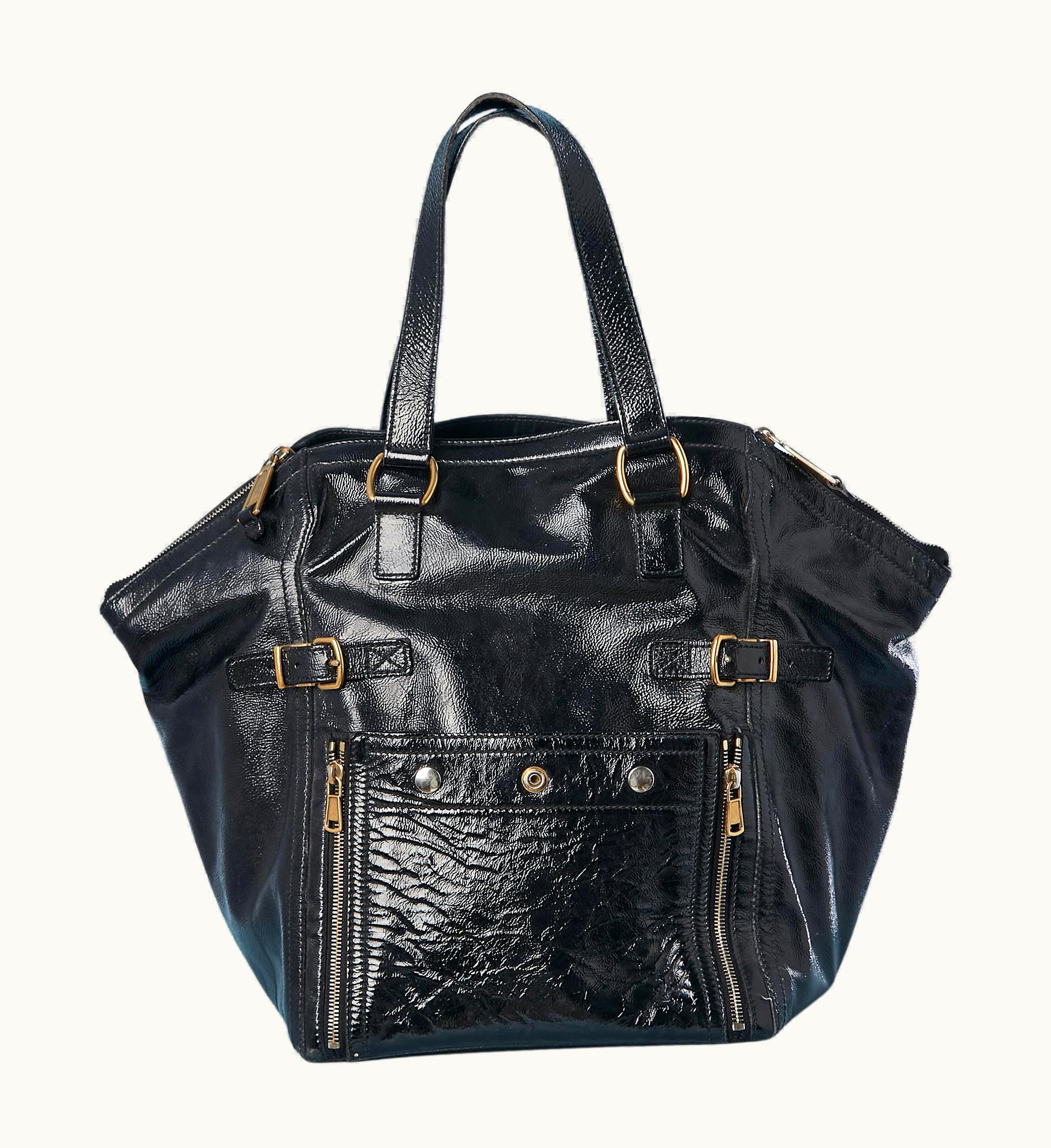 Saint Laurent Black Patent Leather Downtown Bag Yves Saint Laurent Rive Gauche Circa 2007