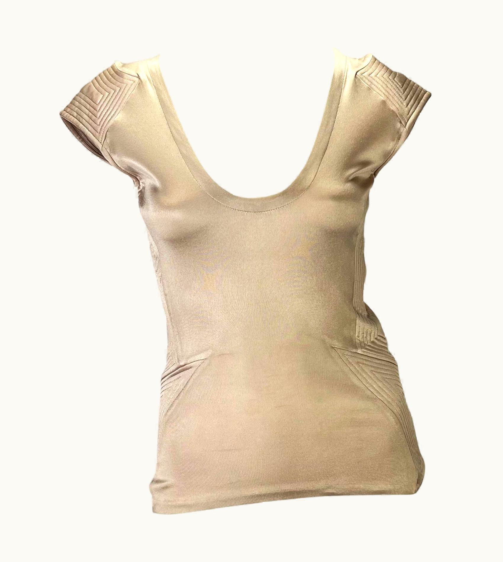 Saint Laurent AW 2004 Yves Saint Laurent By Tom Ford Champagne Quilted Sleeveless Top