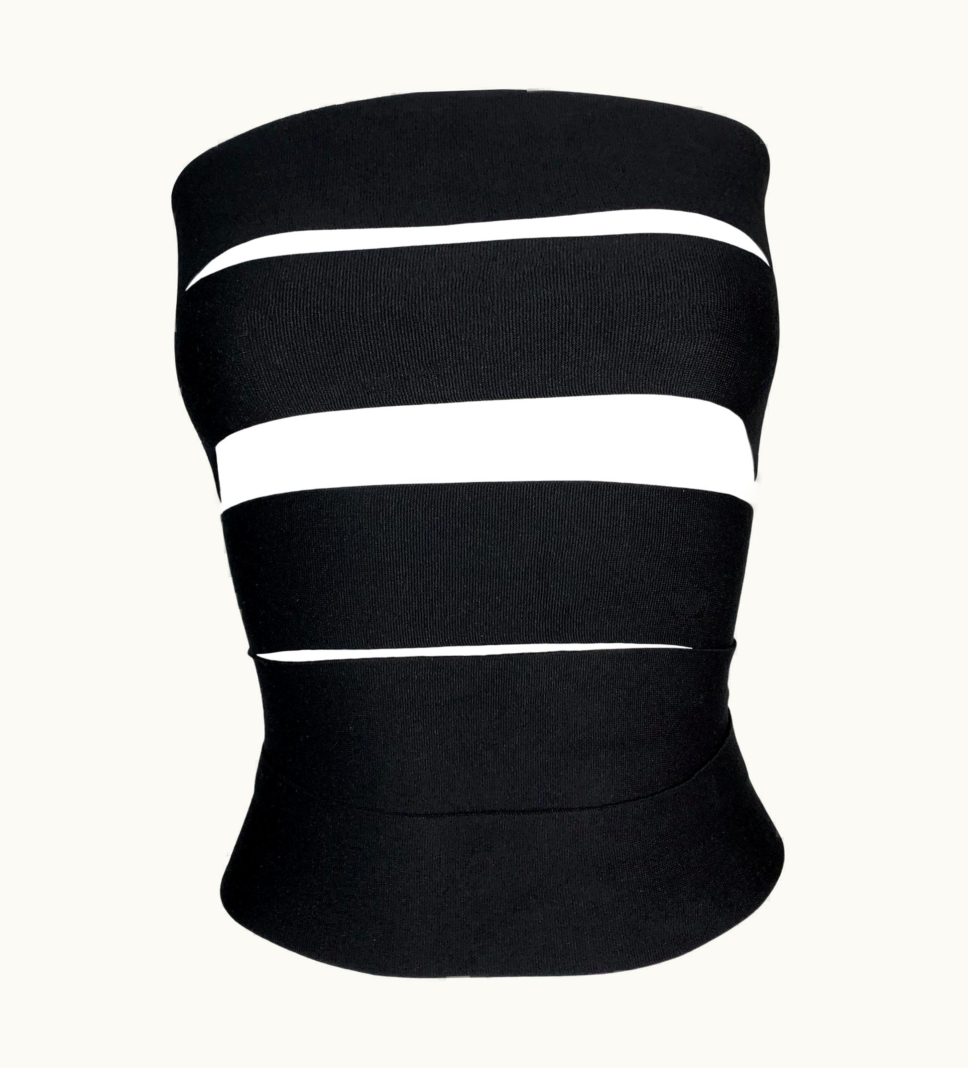 Saint Laurent S/S 2001 Yves Saint Laurent Tom Ford Runway Bandage Black Wrap Strap Top Belt UZ0586040