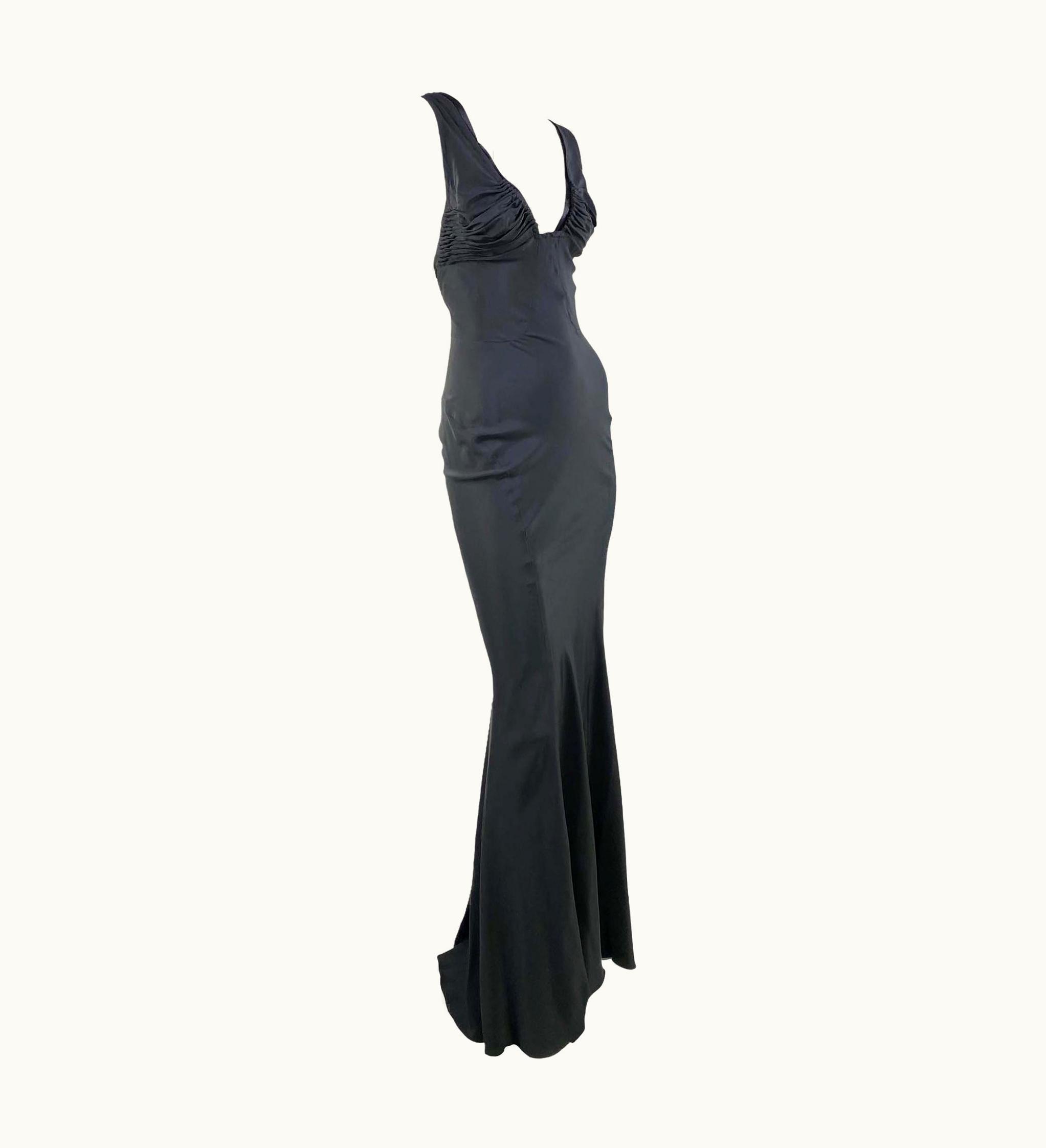 Saint Laurent AW 2003 Yves Saint Laurent By Tom Ford Black Silk Ribbon Gown
