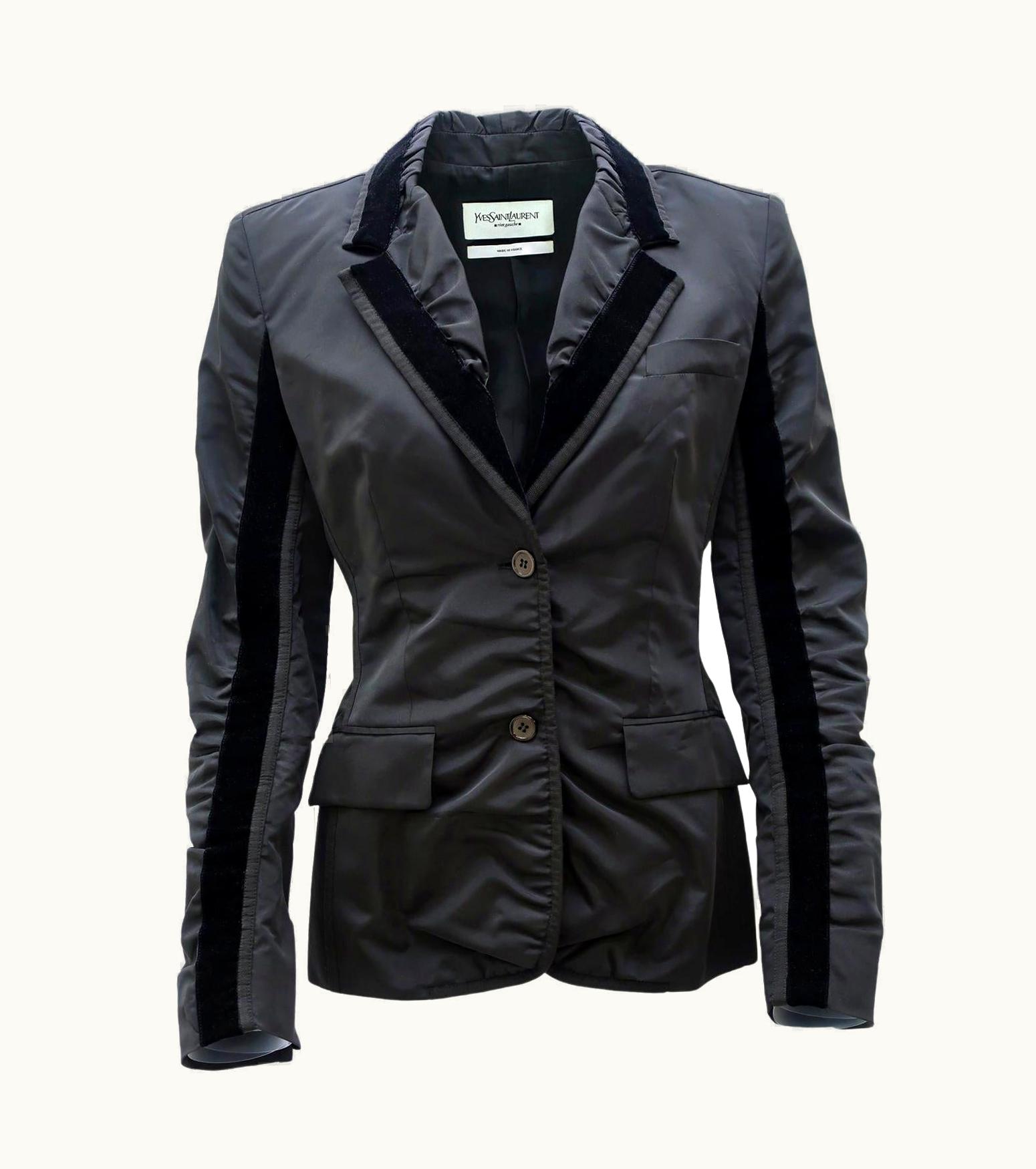 Saint Laurent Yves Saint Laurent By Tom Ford AW-2002 Ruched Velvet Trim Blazer