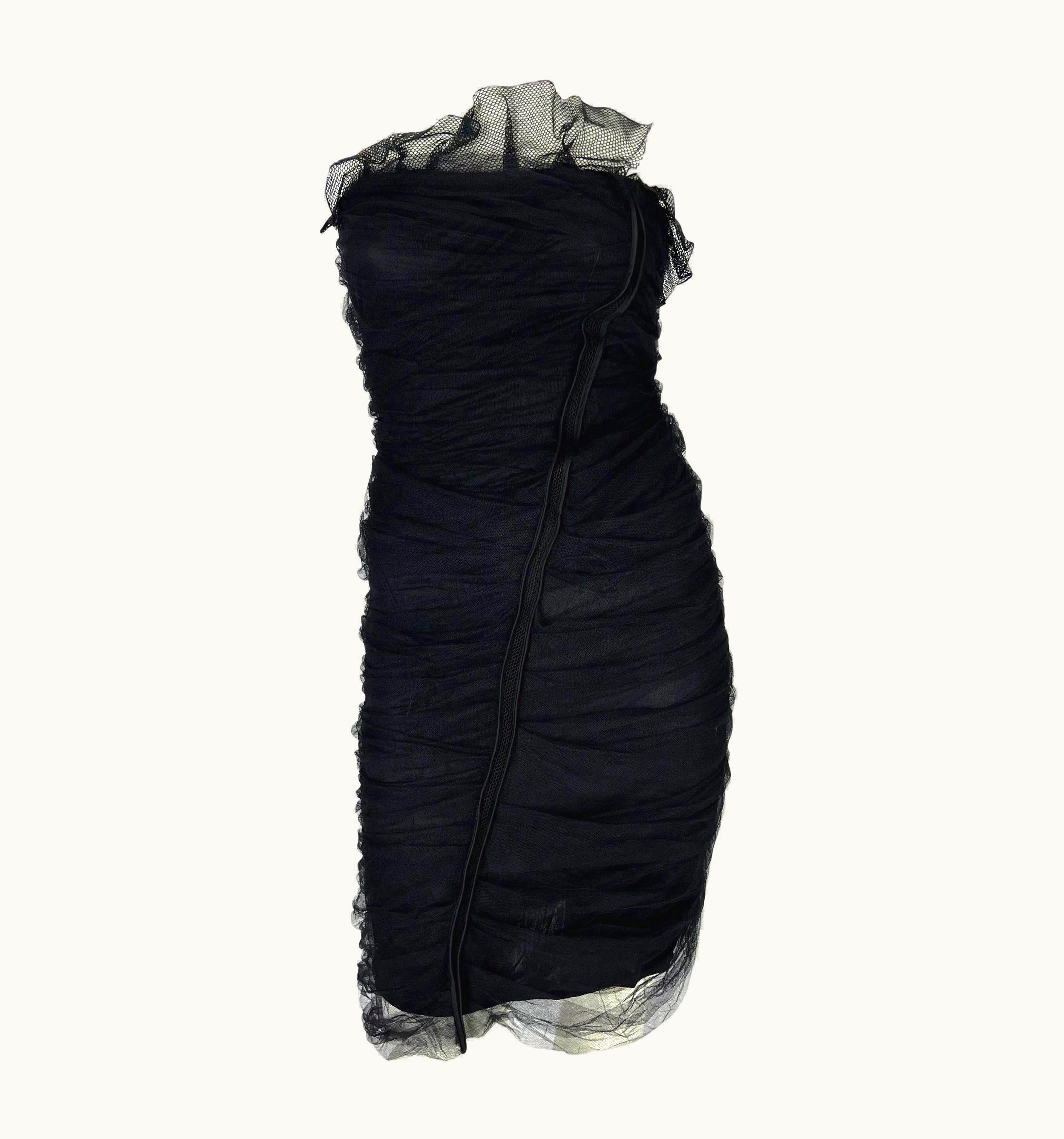 Saint Laurent S/S 2001 Yves Saint Laurent By Tom Ford Tulle Overlay Mesh Strapless Dress