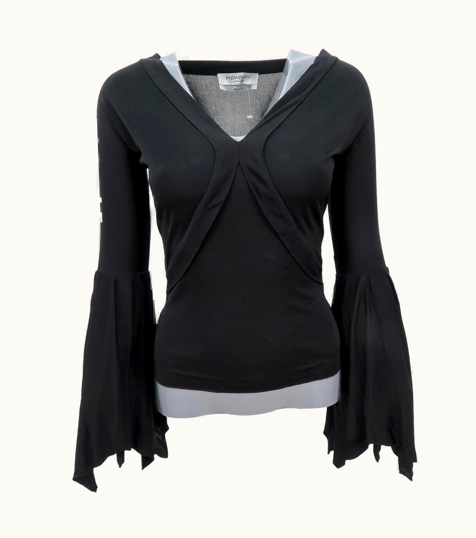 Saint Laurent Yves Saint Laurent By Tom Ford AW-2002 Rayon Fluted Sleeve Detailing Top