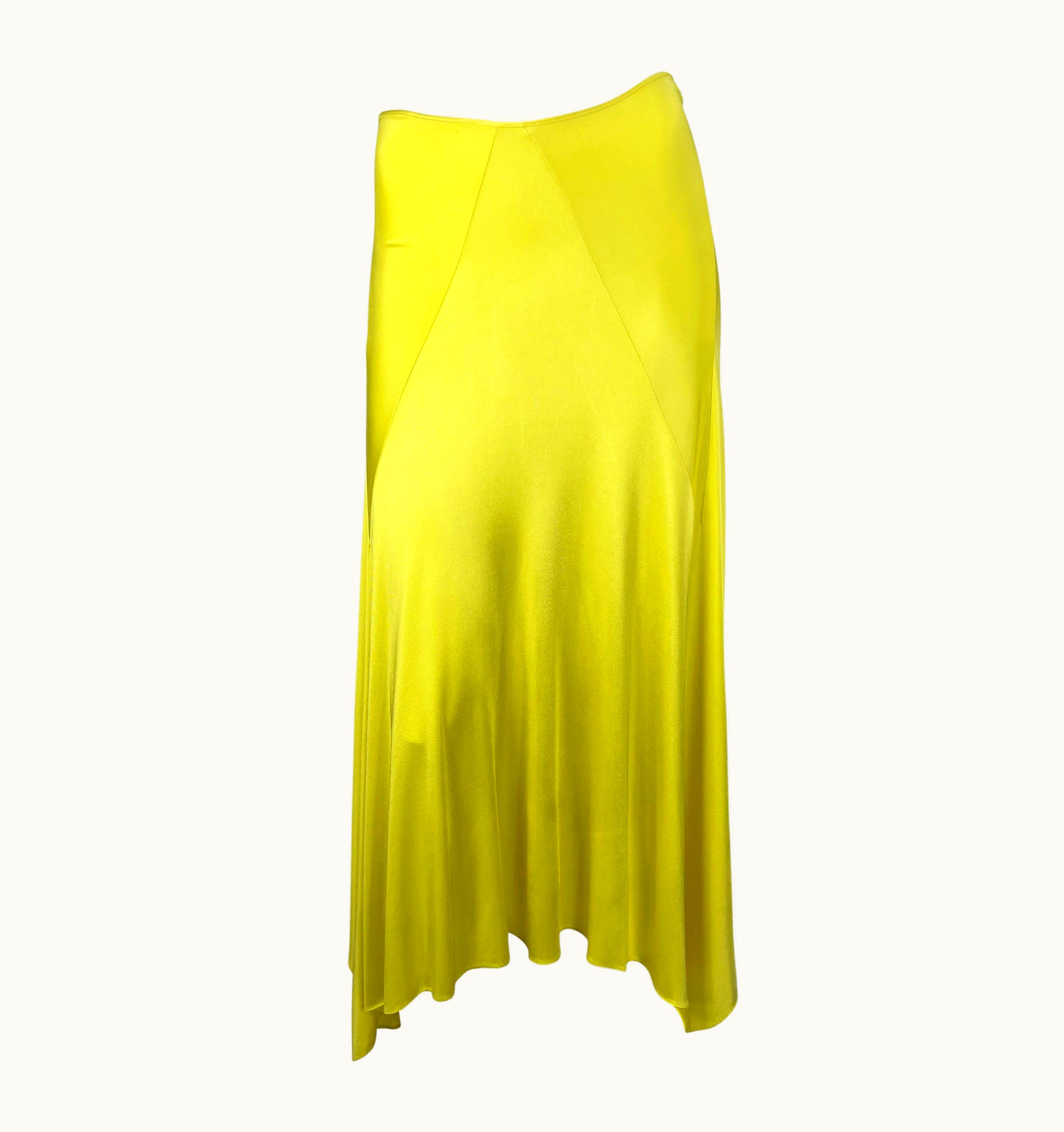 Saint Laurent S/S 2004 Yves Saint Laurent By Tom Ford Canary Yellow Stretch Maxi Skirt