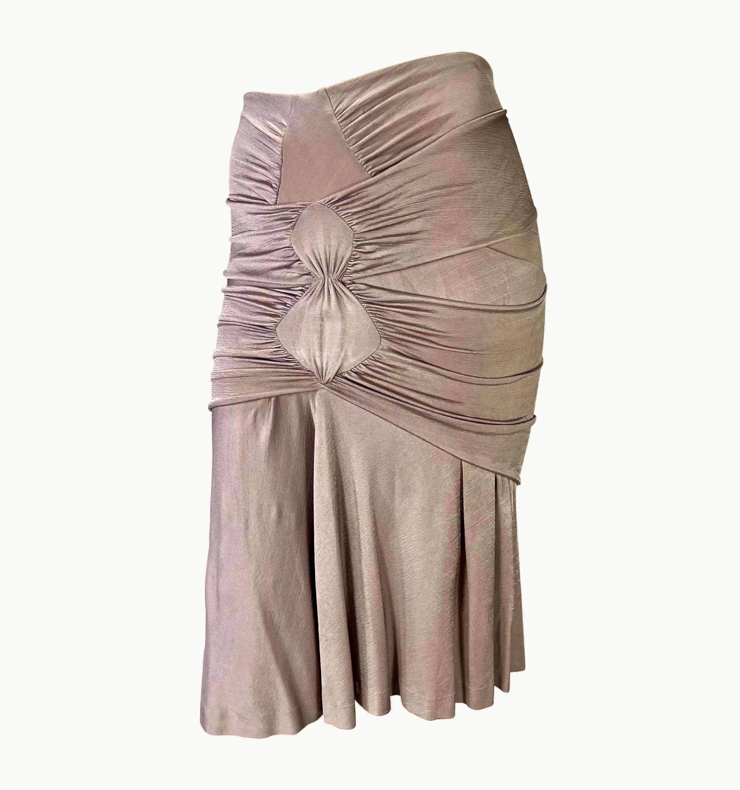 Saint Laurent S/S 2003 Yves Saint Laurent By Tom Ford Runway Dusty Lavender Ruched Skirt