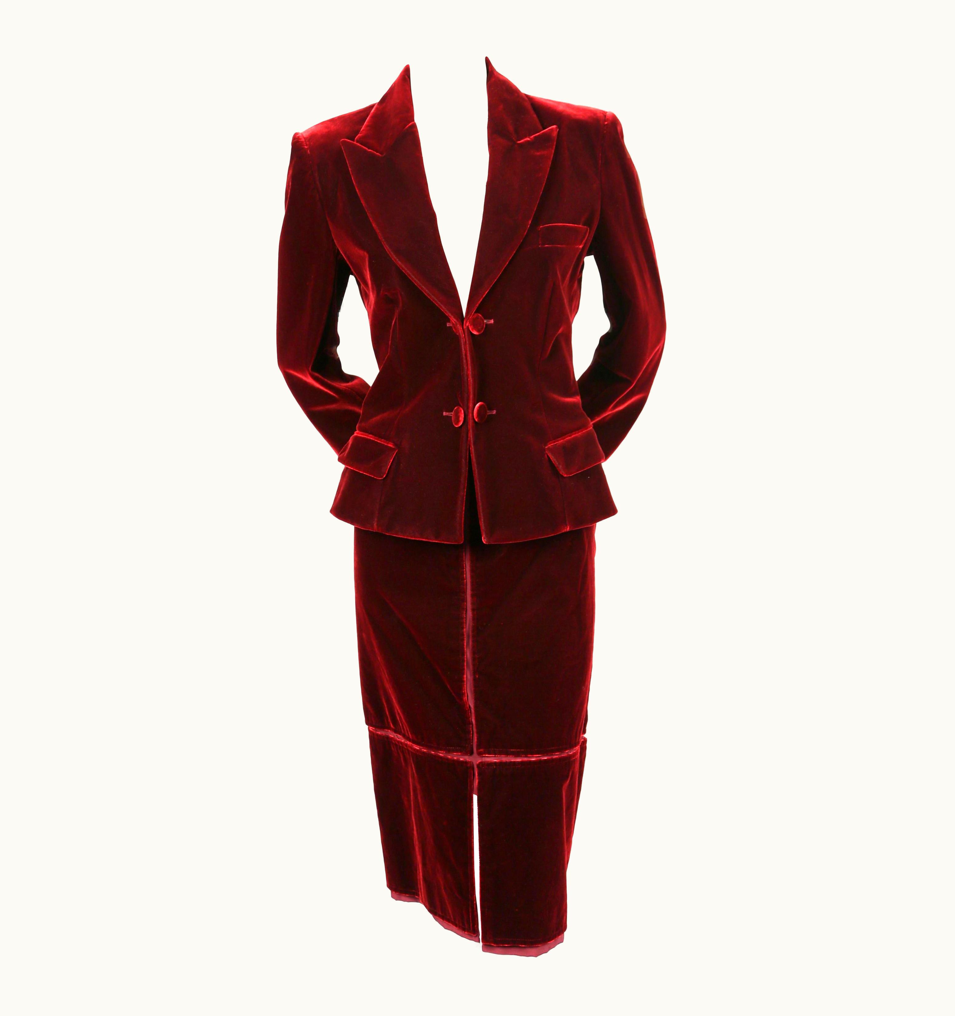 Saint Laurent 2002 Tom Ford For Yves Saint Laurent Burgundy Velvet Runway Suit