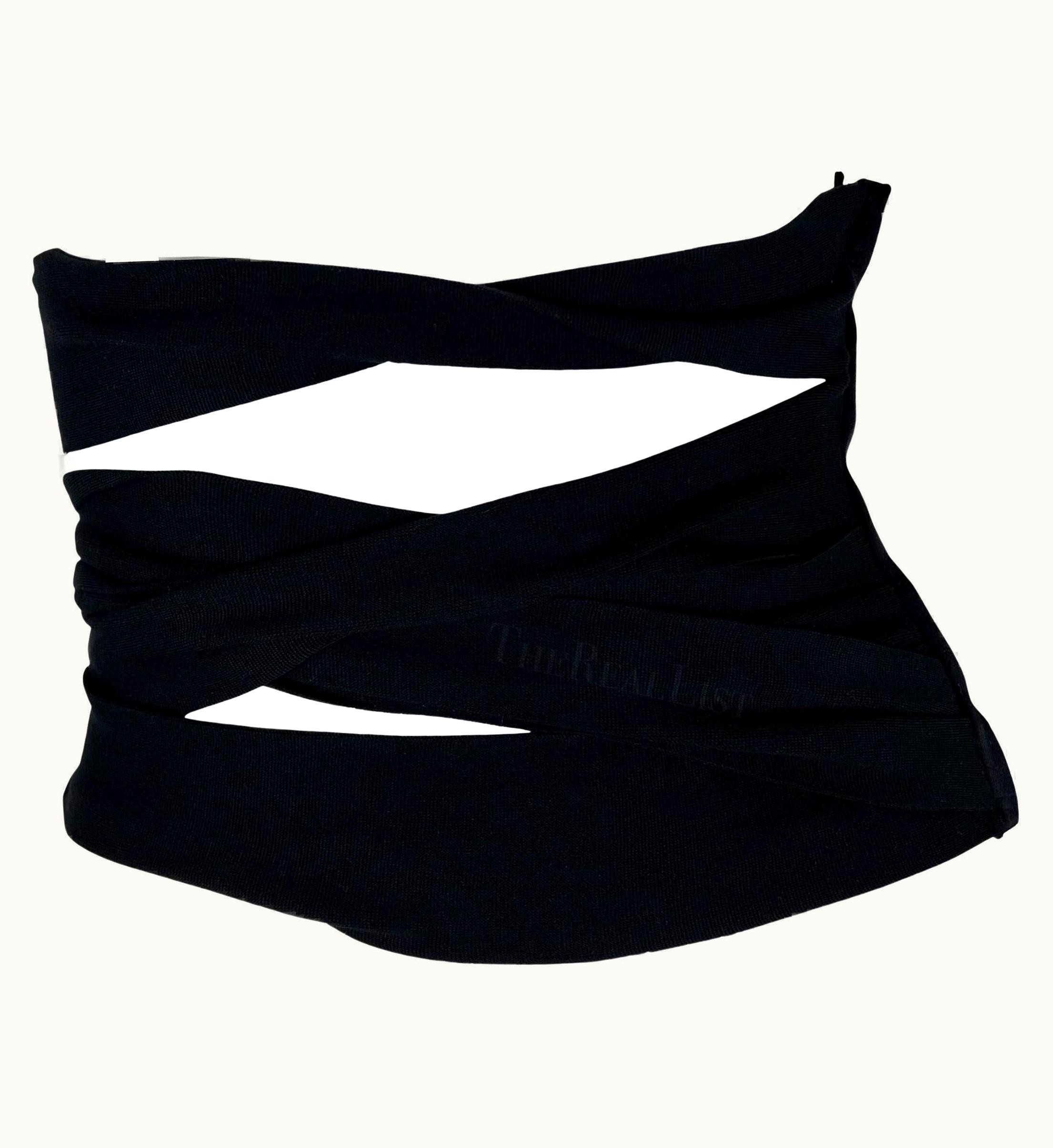 Saint Laurent S/S 2001 Yves Saint Laurent By Tom Ford Black Bandage Corset Waist Belt Top