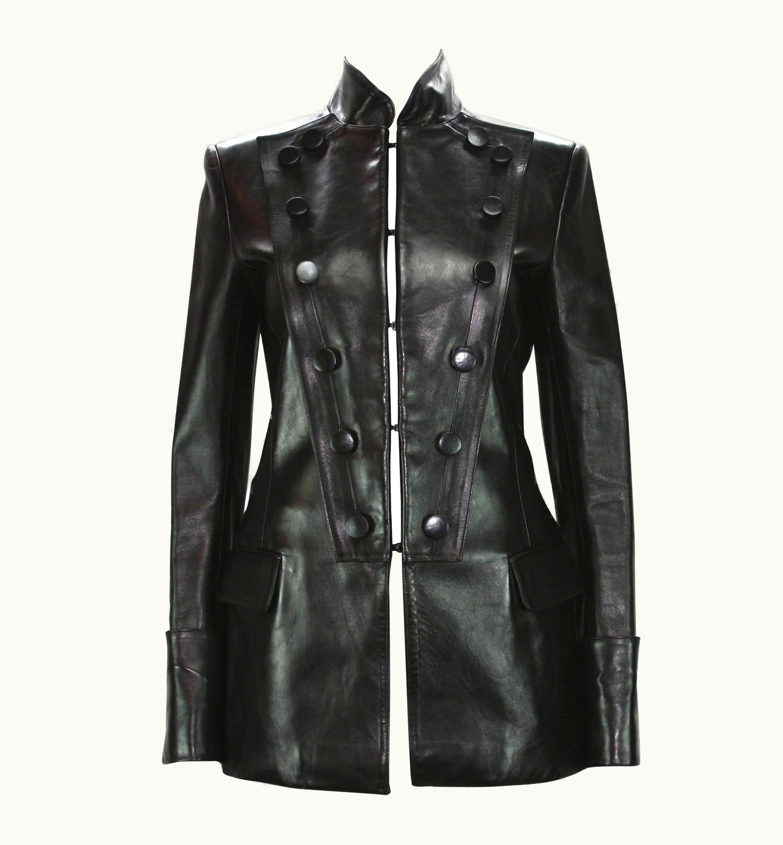 Saint Laurent Tom Ford For Yves Saint Laurent AW 2001 Leather Military Jacket It