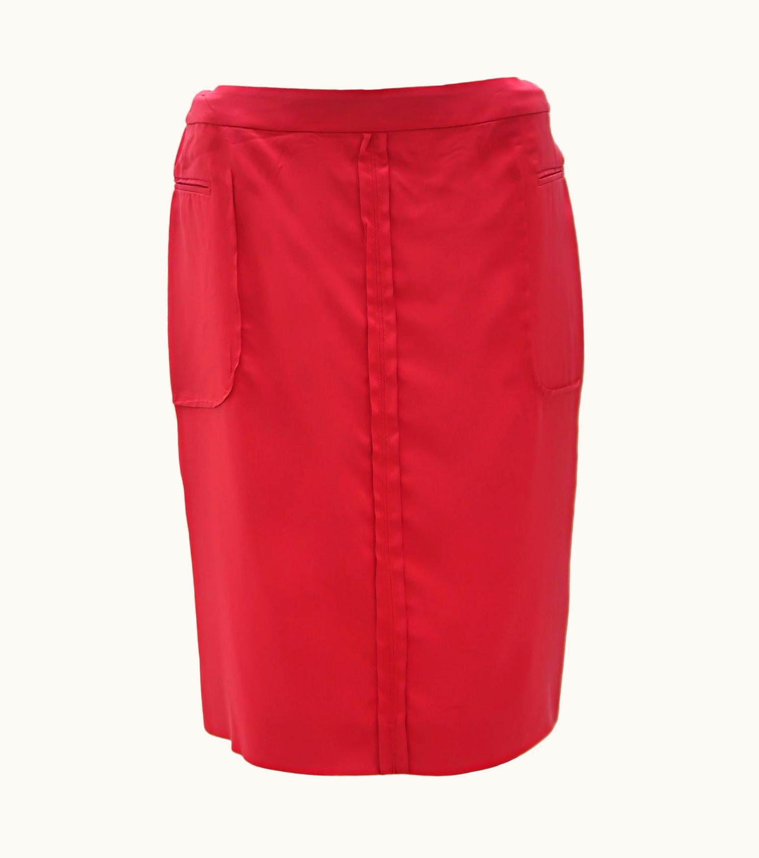 Saint Laurent Yves Saint Laurent By Tom Ford S/S-2002 Silk/Rayon Skirt With Pocket Detailing