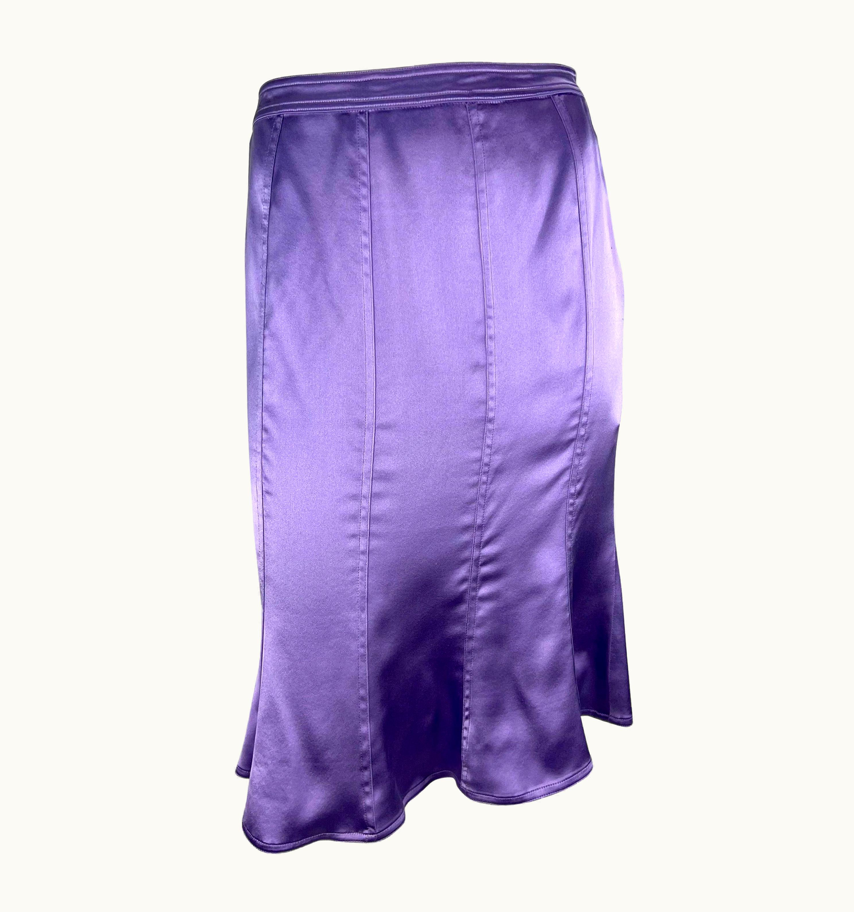 Saint Laurent AW 2003 Yves Saint Laurent By Tom Ford Lavender Silk Satin Flare Skirt