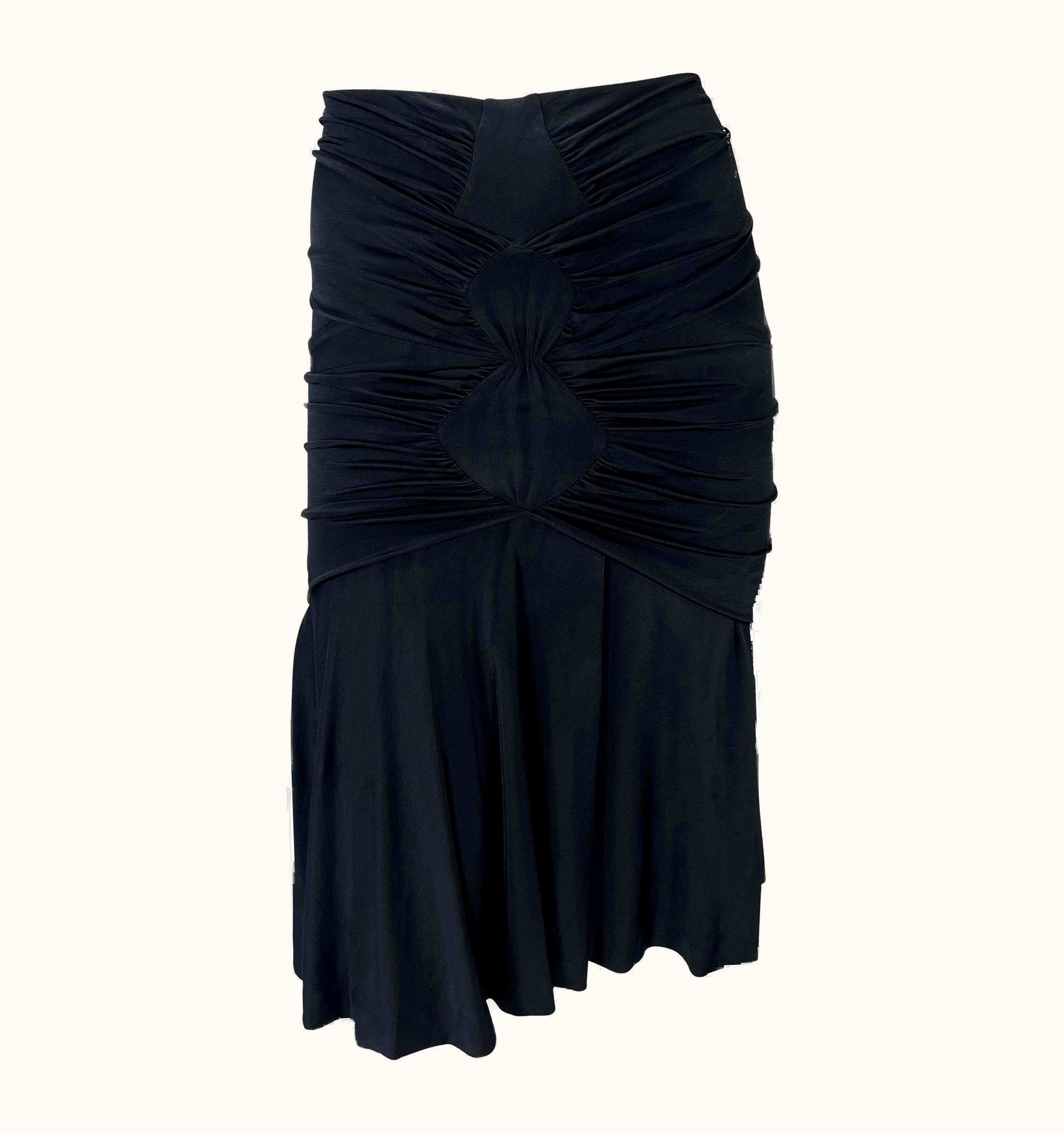 Saint Laurent S/S 2003 Yves Saint Laurent By Tom Ford Runway Black Stretch Ruched Skirt