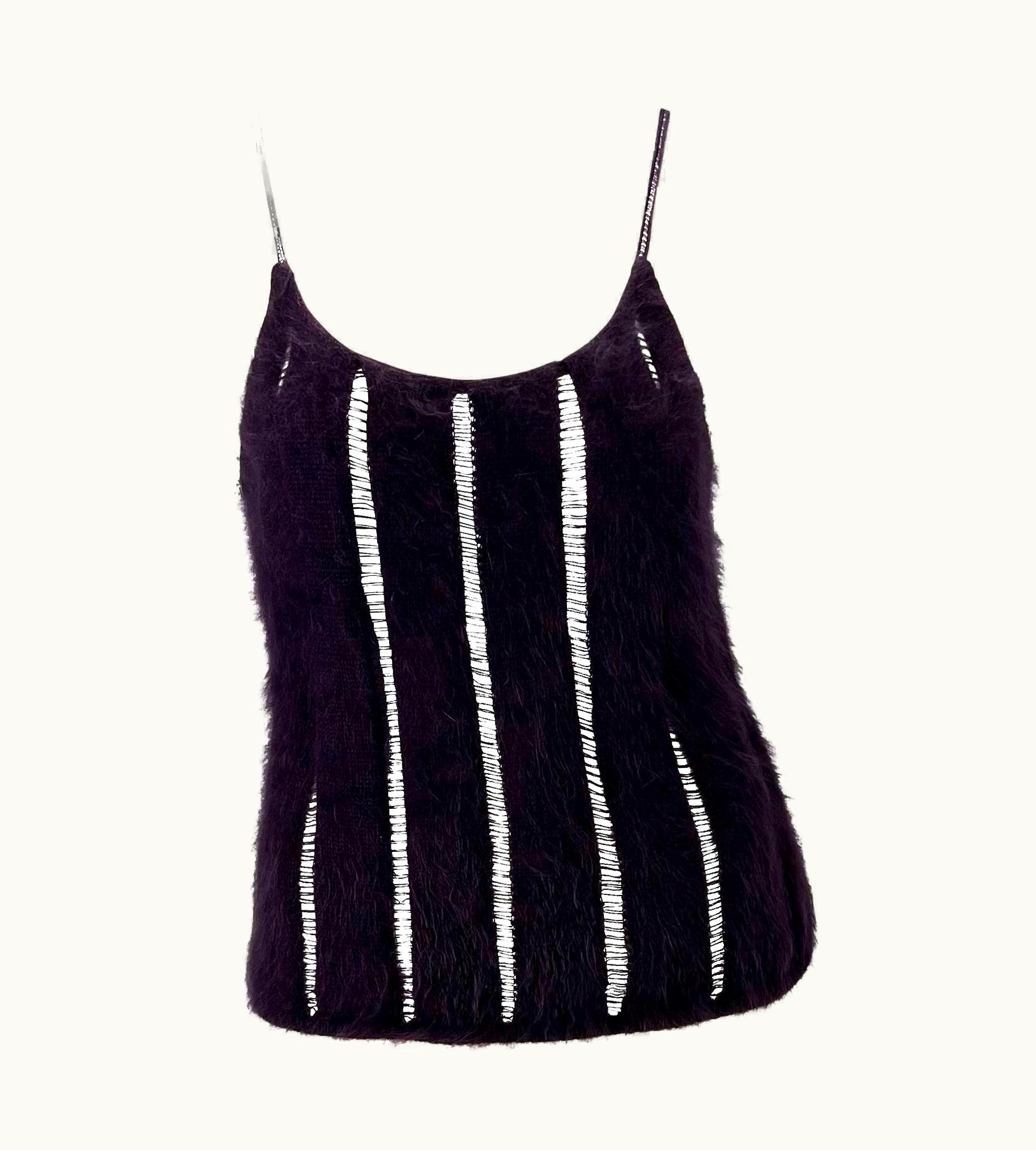 Saint Laurent AW 2001 Yves Saint Laurent By Tom Ford Purple Angora Stretch Panel Tank Top