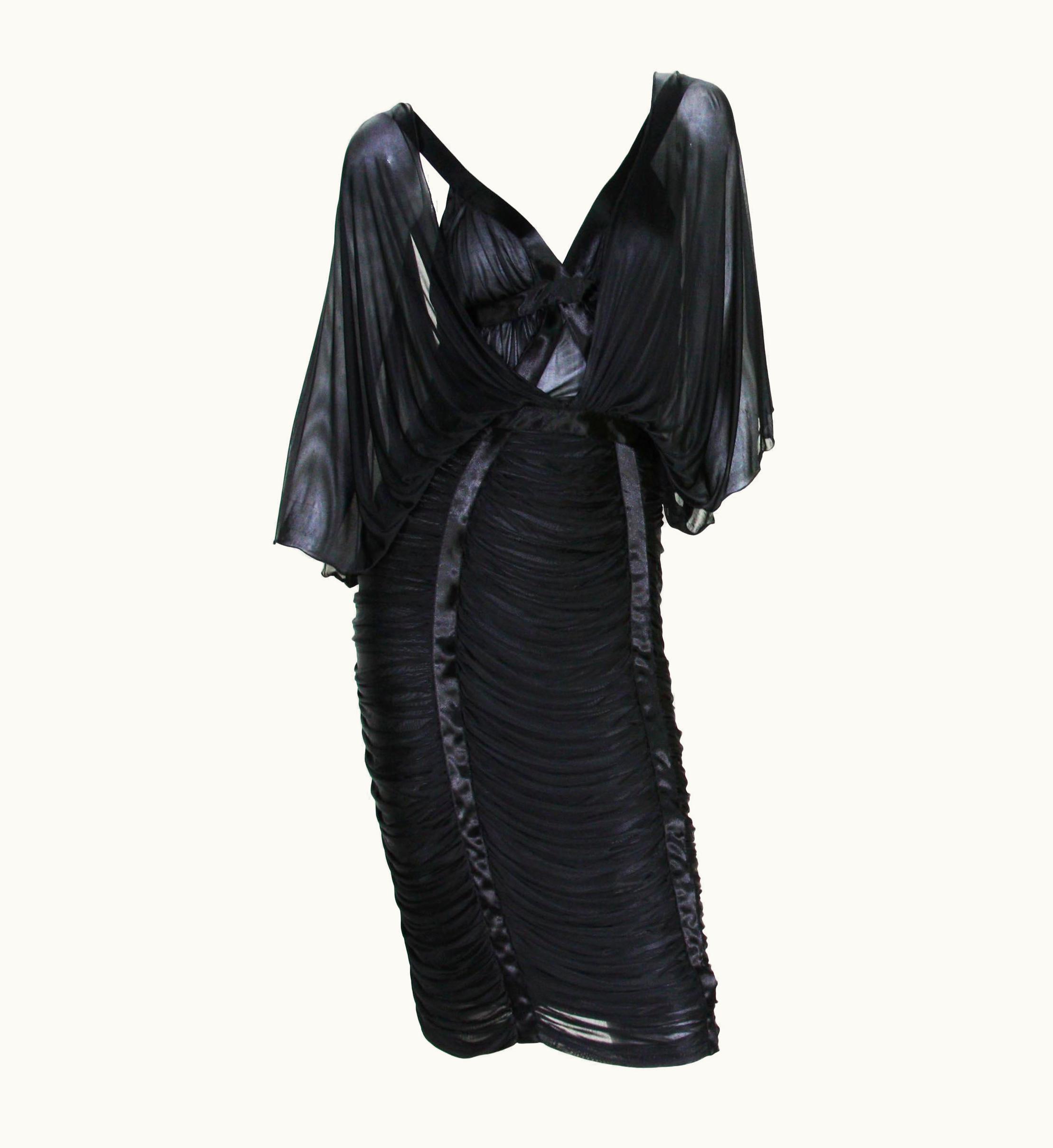 Saint Laurent Tom Ford For Yves Saint Laurent S/S 2003 Runway Jersey Ruched Black Dress