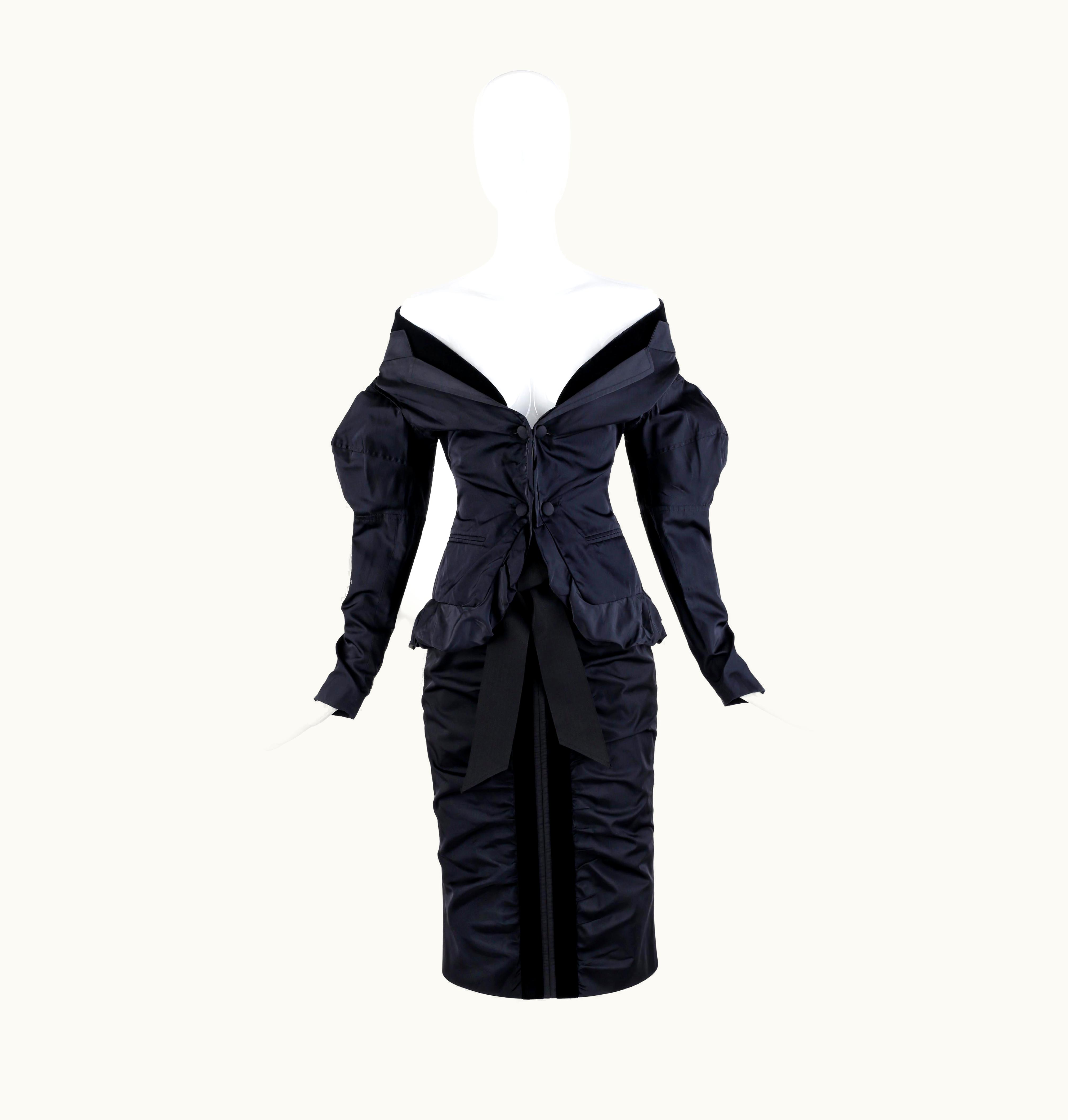 Saint Laurent Yves Saint Laurent By Tom Ford AW 2002 Black Silk Evening Jacket & Skirt Suit