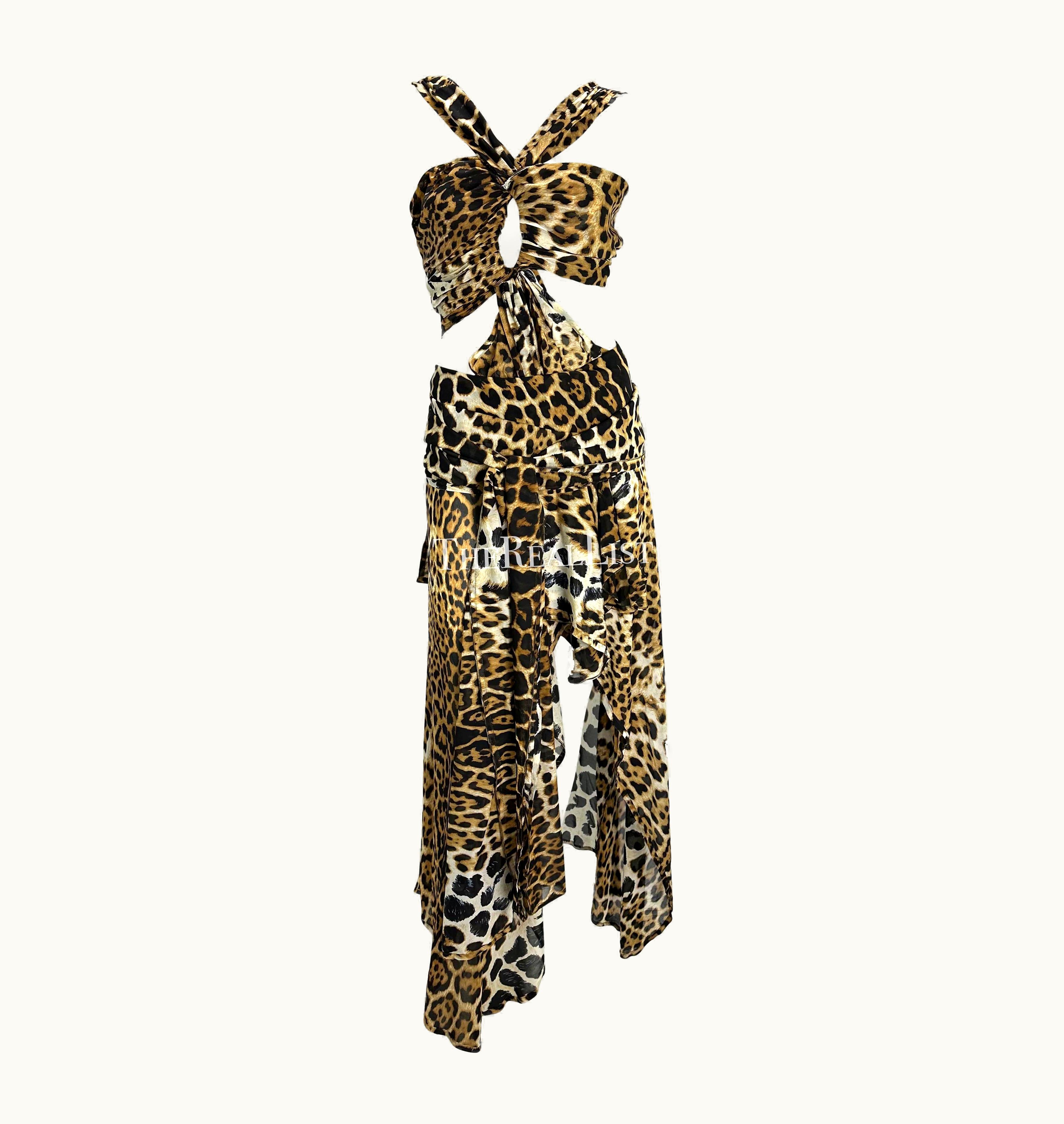 Saint Laurent S/S 2002 Yves Saint Laurent By Tom Ford Runway Cheetah Print Chiffon Wrap Gown
