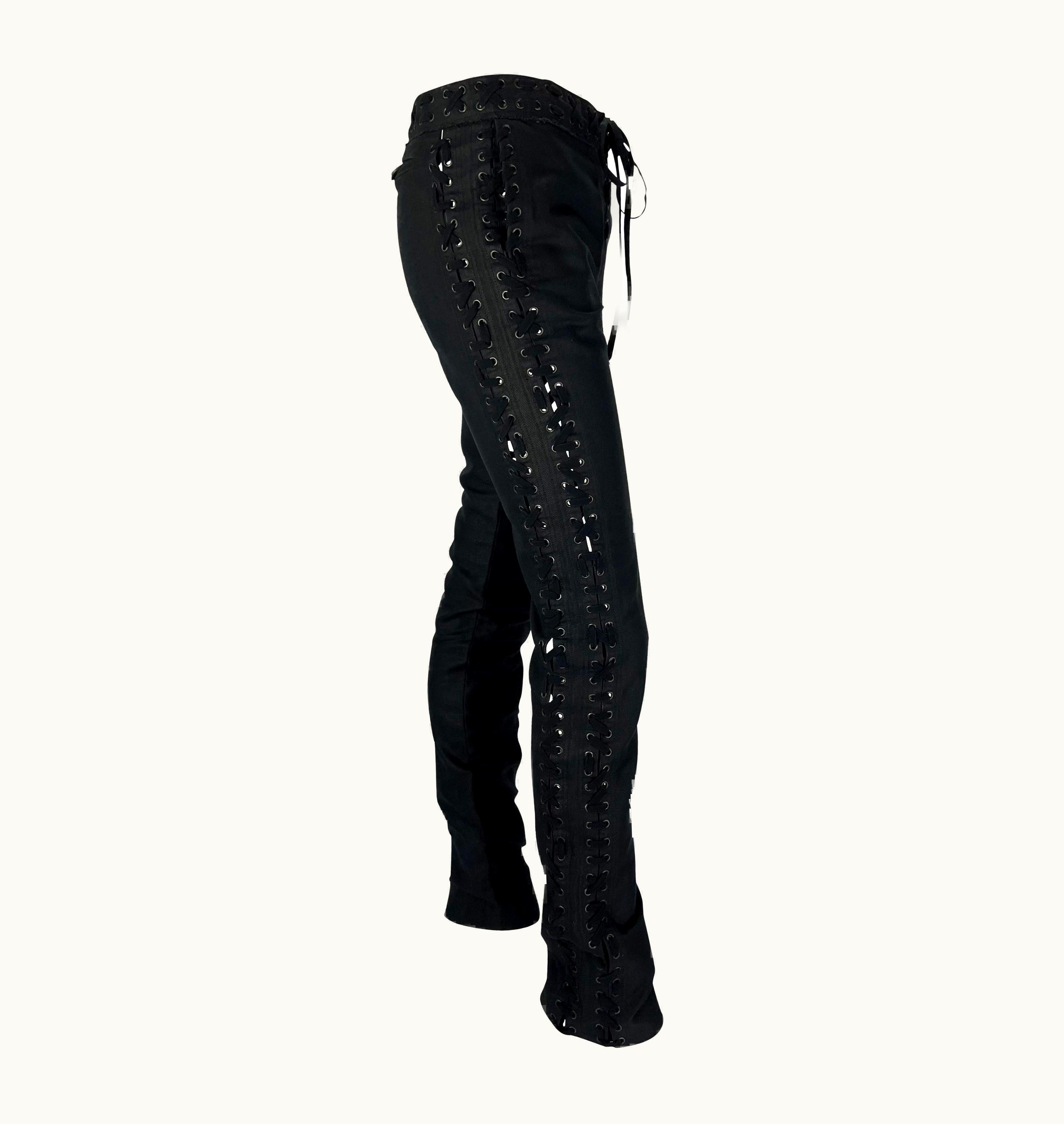 Saint Laurent S/S 2002 Yves Saint Laurent By Tom Ford Safari Collection Lace Up Black Pants