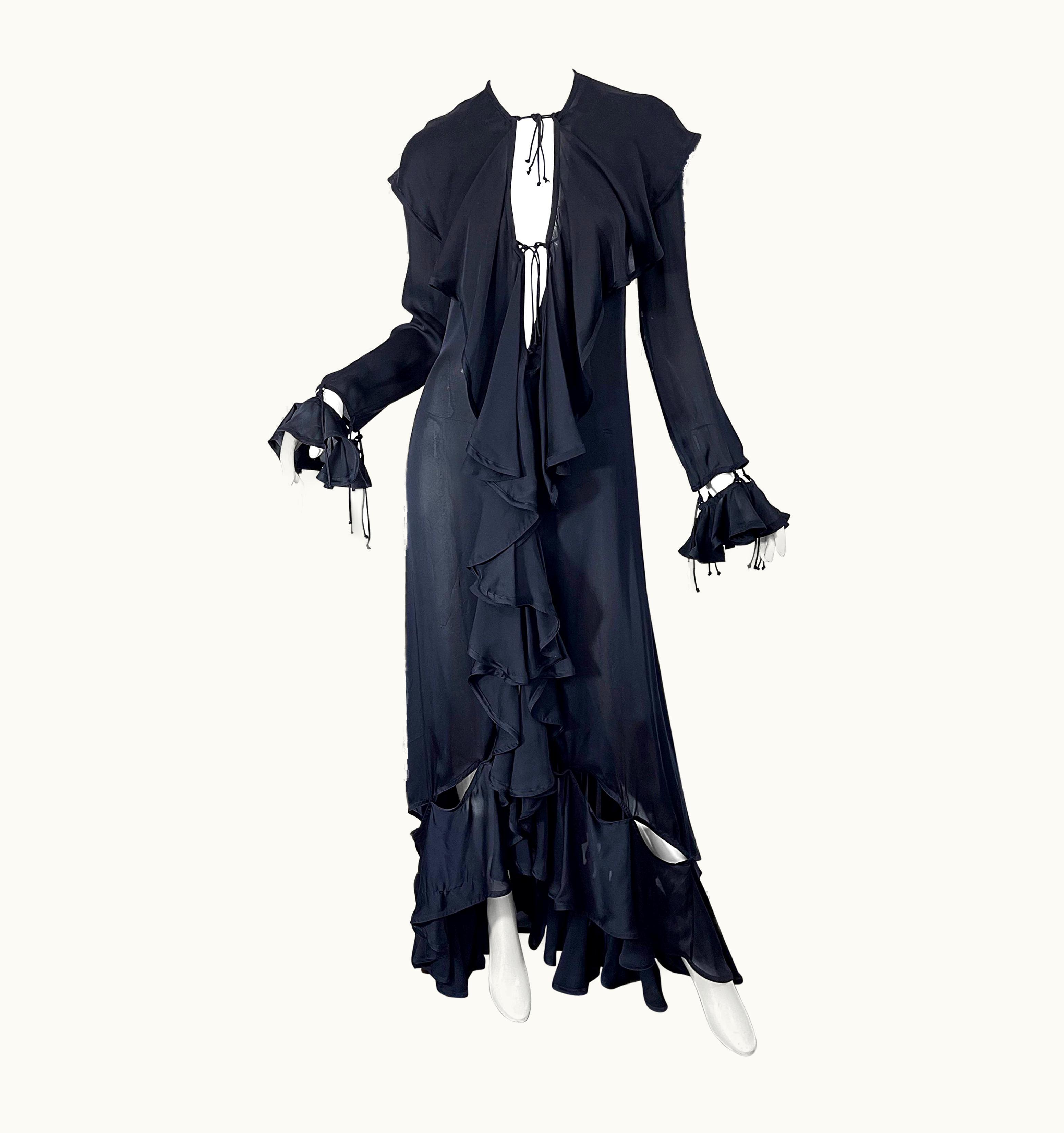 Saint Laurent Yves Saint Laurent By Tom Ford Fall 2003 Runway Black Silk Chiffon Gown