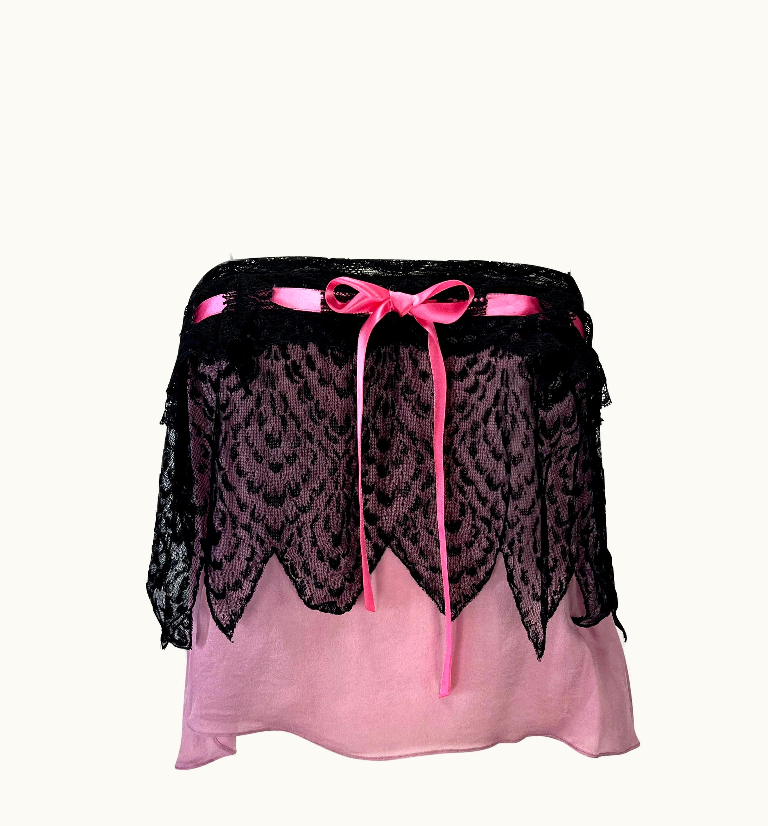 Saint Laurent AW 2003 Yves Saint Laurent By Tom Ford Runway Babydoll Sheer Chiffon Pink Tank