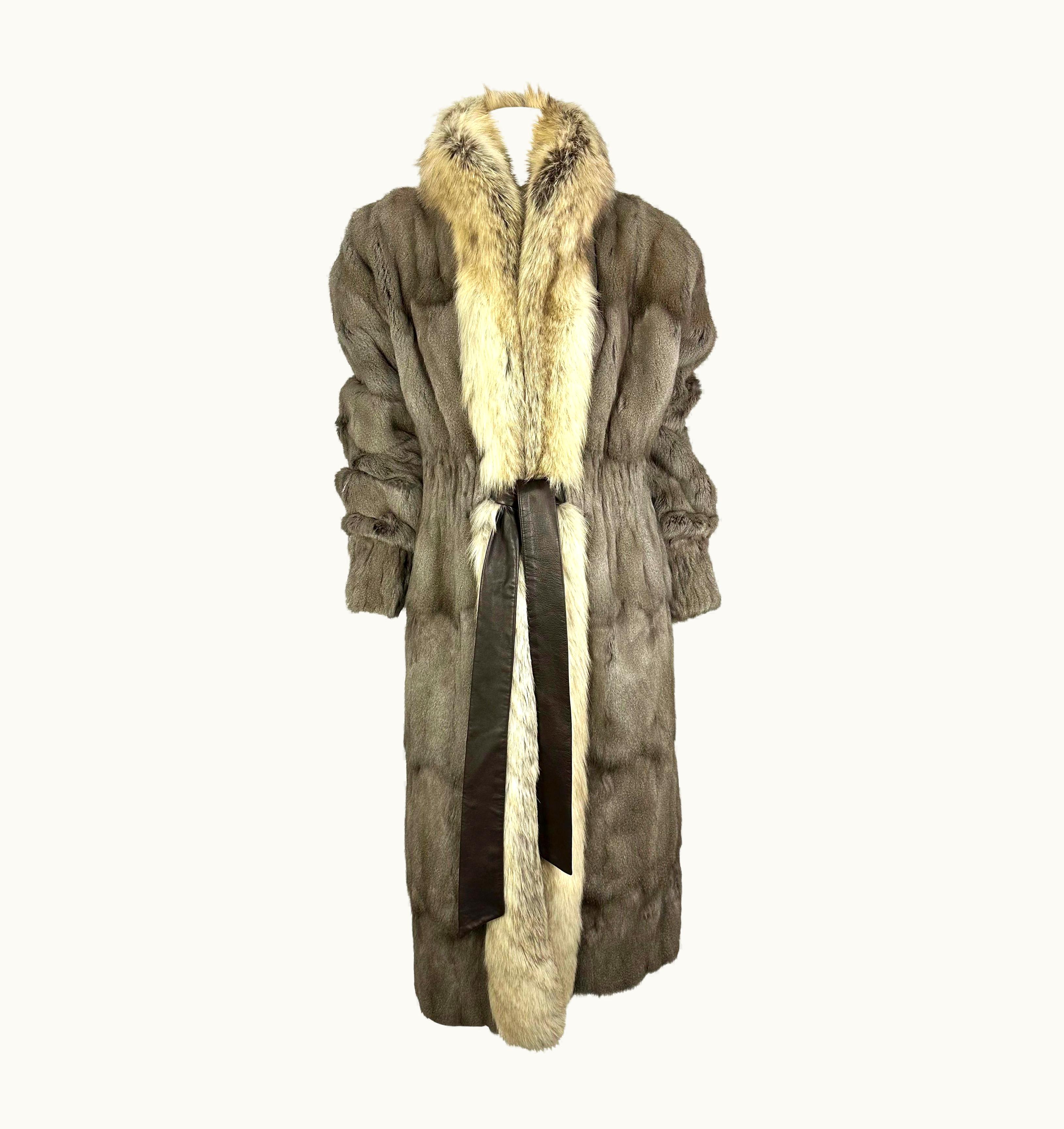Saint Laurent AW 2003 Yves Saint Laurent By Tom Ford Grey Fur Full Length Runway Coat