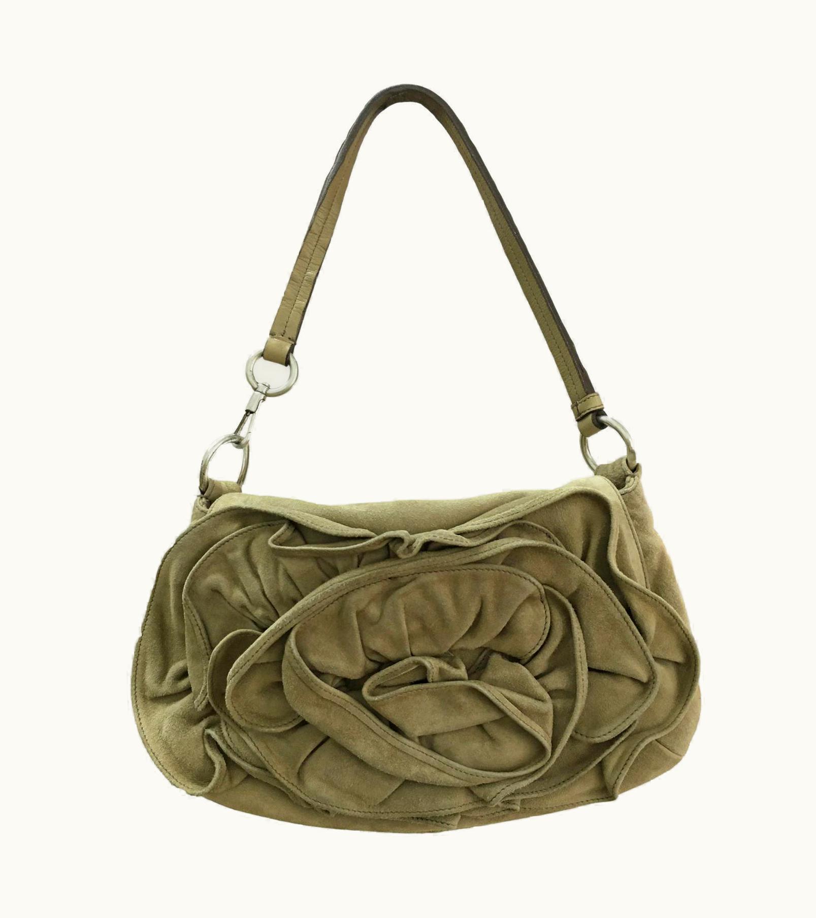 Saint Laurent Yves Saint Laurent YSL By Tom Ford Nadja Rose Suede Handbag