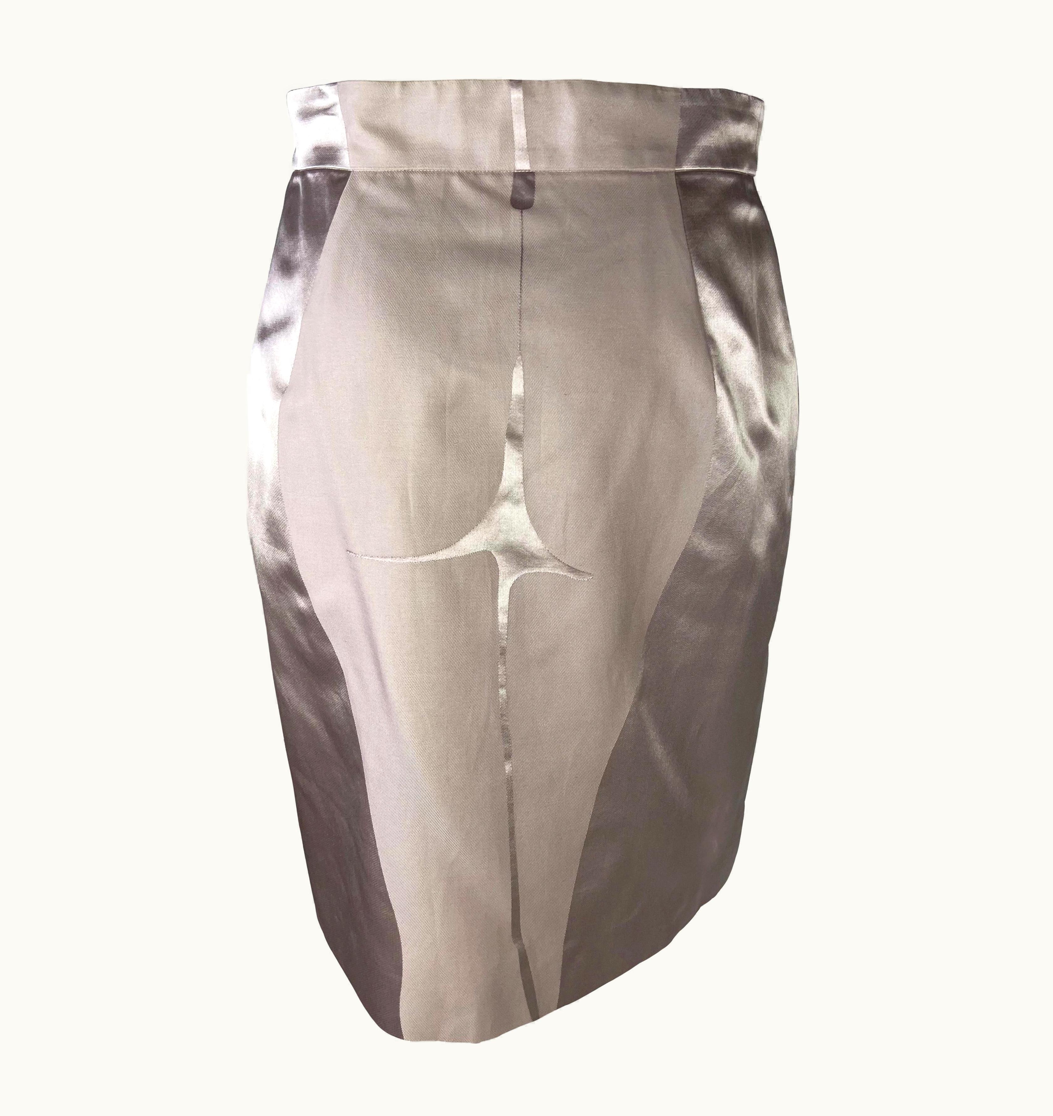 Saint Laurent S/S 2003 Yves Saint Laurent By Tom Ford Runway Female Body Print Lavender Skirt