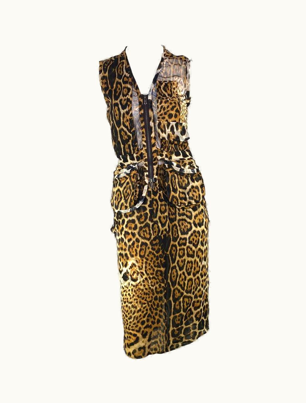 Saint Laurent S/S 2002 Yves Saint Laurent By Tom Ford Safari Runway Cheetah Print Skirt Set