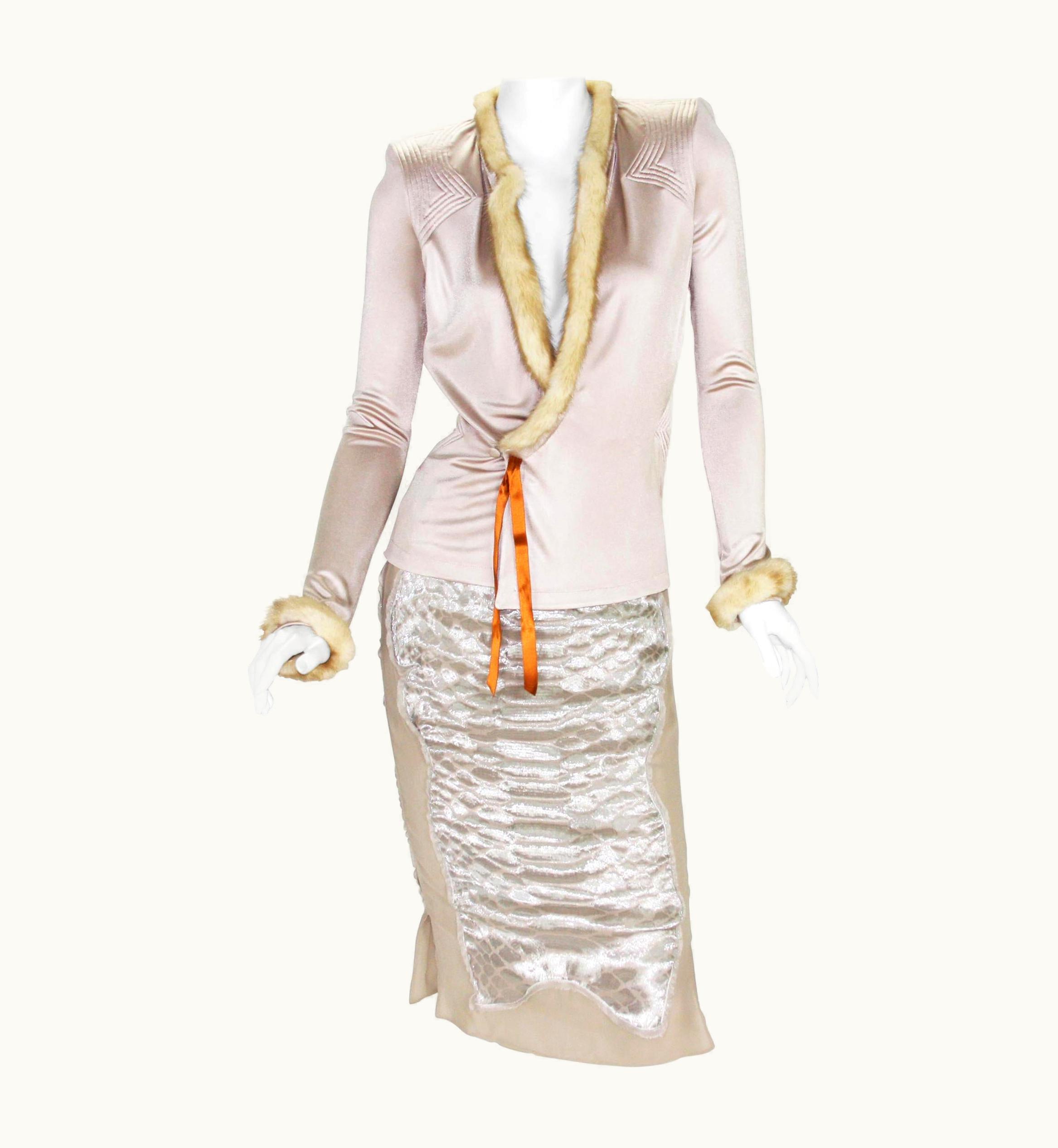 Saint Laurent Tom Ford For Yves Saint Laurent AW 2004 Collection Skirt Suit With Mink