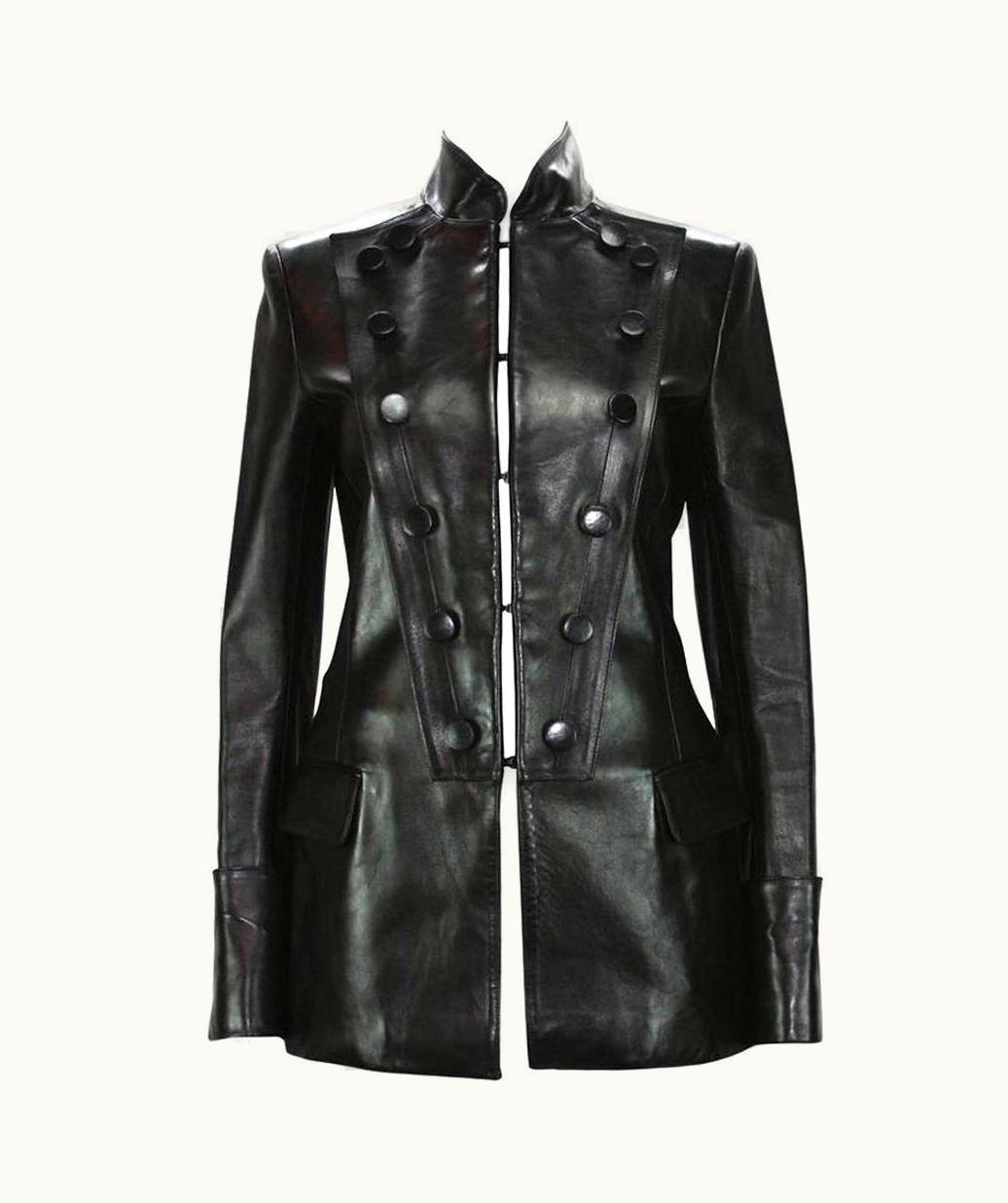 Saint Laurent Tom Ford For Yves Saint Laurent AW 2001 Leather Military Jacket It 40 - Us