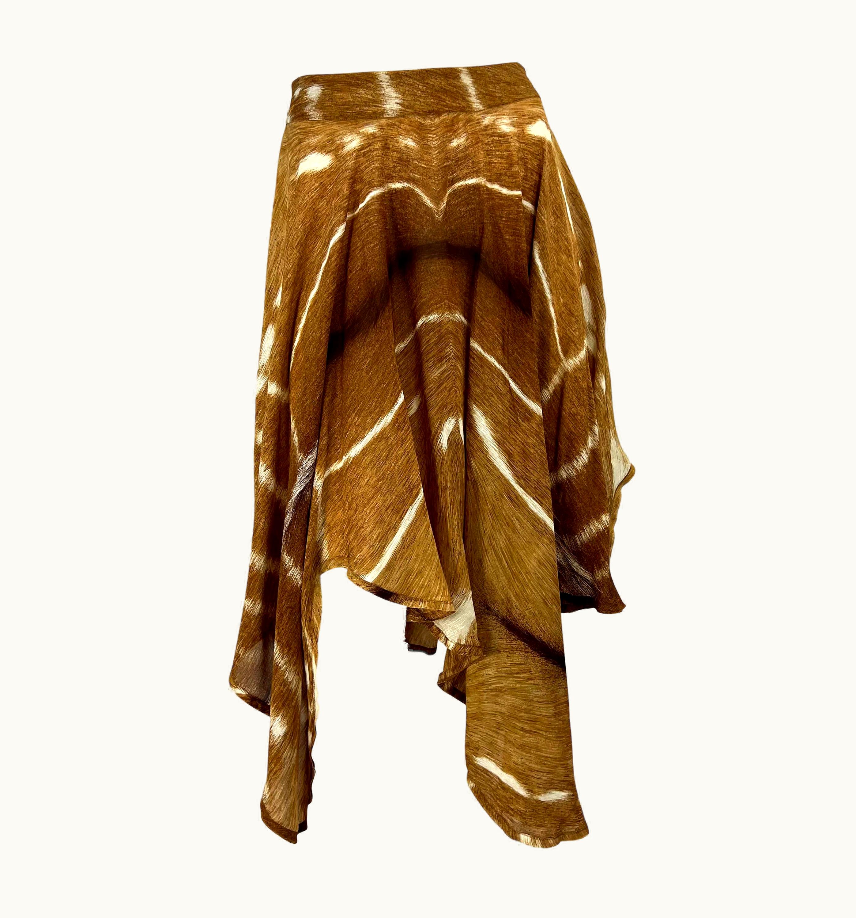 Saint Laurent S/S 2002 Yves Saint Laurent By Tom Ford Safari Gazelle Print Silk Skirt