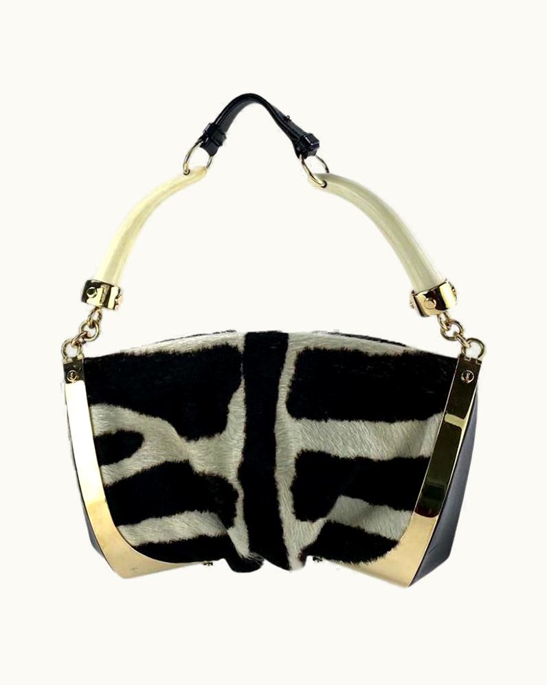 Saint Laurent S/S 2004 Yves Saint Laurent By Tom Ford Zebra Print Pony Hair Horn Frame Bag