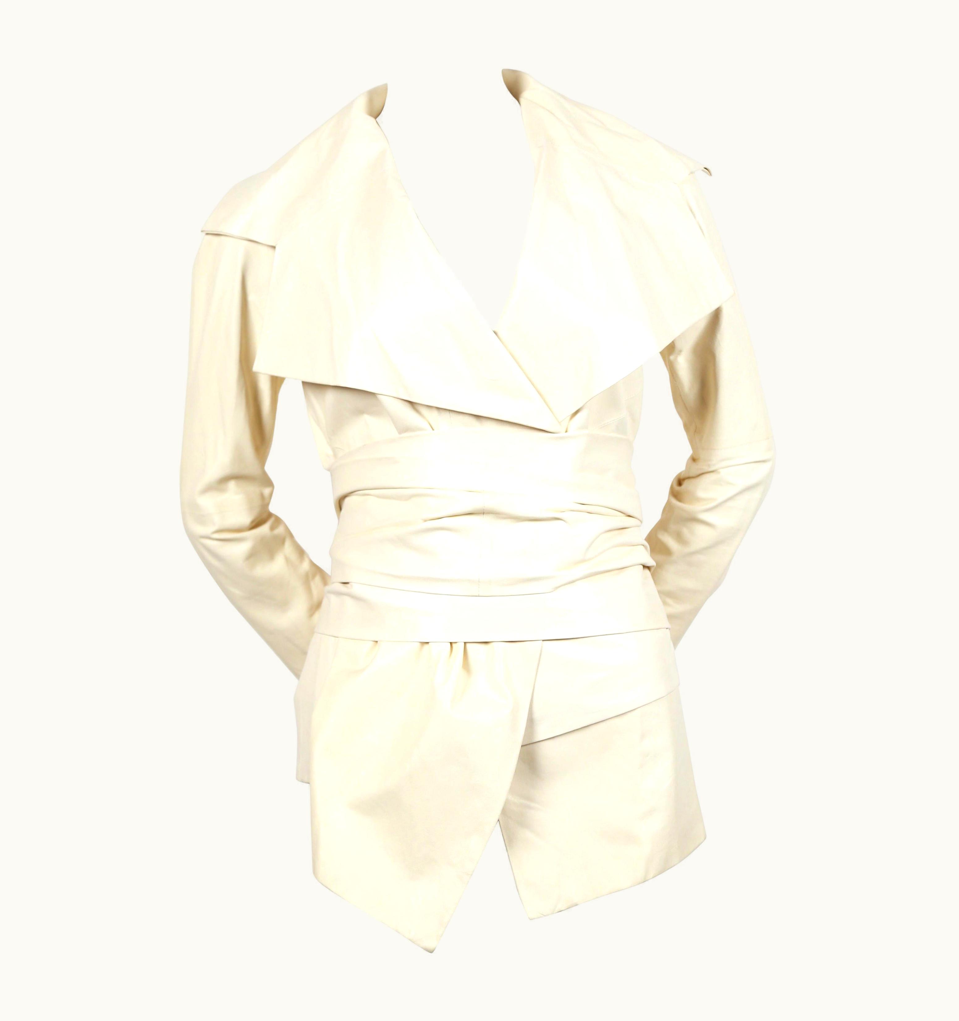 Saint Laurent Tom Ford For Yves Saint Laurent Cream Leather Runway Jacket 2004