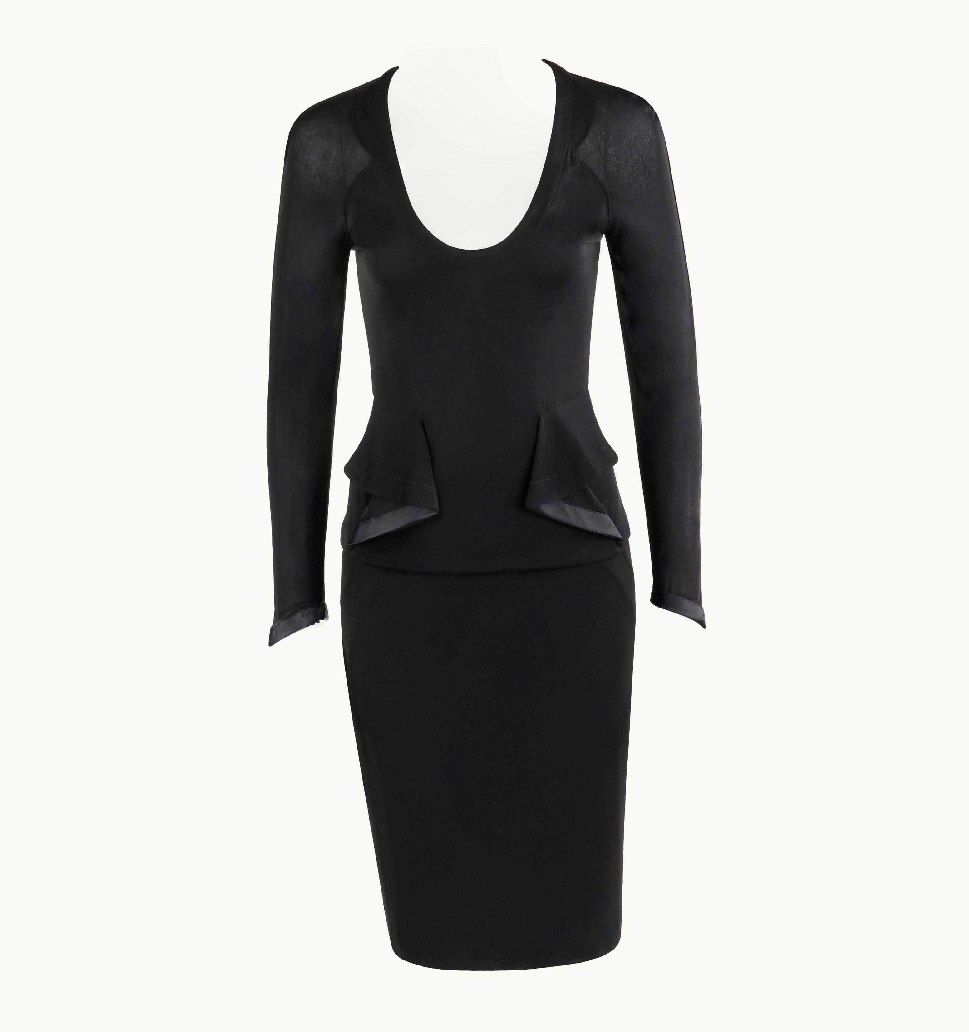 Saint Laurent Yves Saint Laurent Tom Ford S/S 2003 2 Pc Black Top Skirt Dress Set YSL