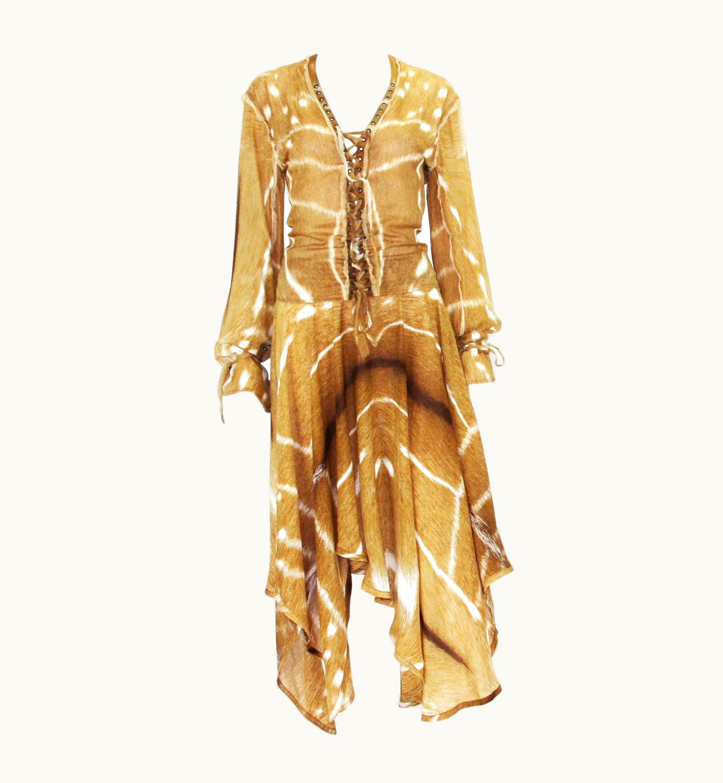 Saint Laurent Tom Ford For Yves Saint Laurent S/S 2002 Safari Collection Silk Skirt Set Fr