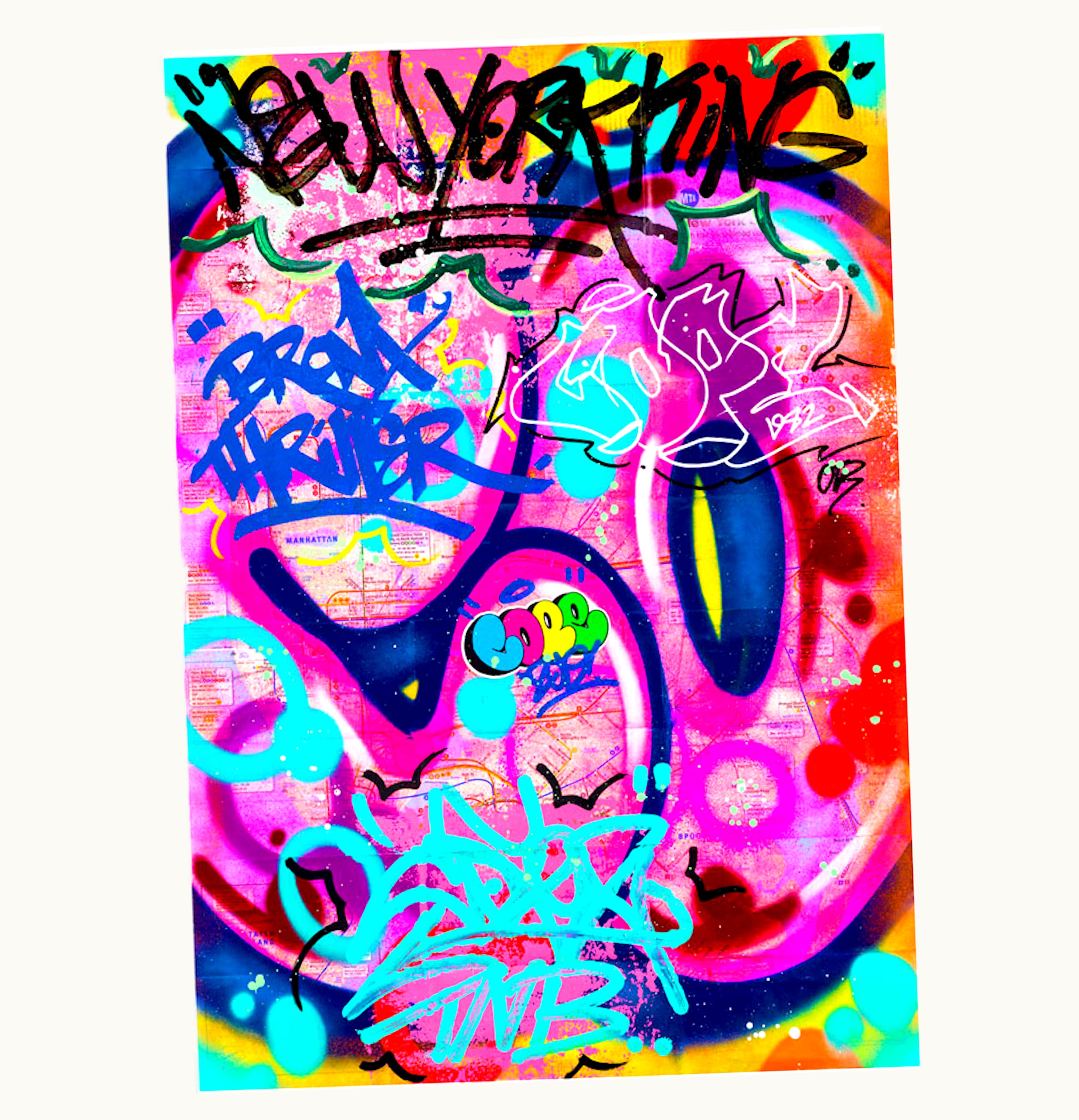 COPE2 COPE2 Hand Embellished Edition New York City Subway Map III Limited Edition Signed Edition of 15