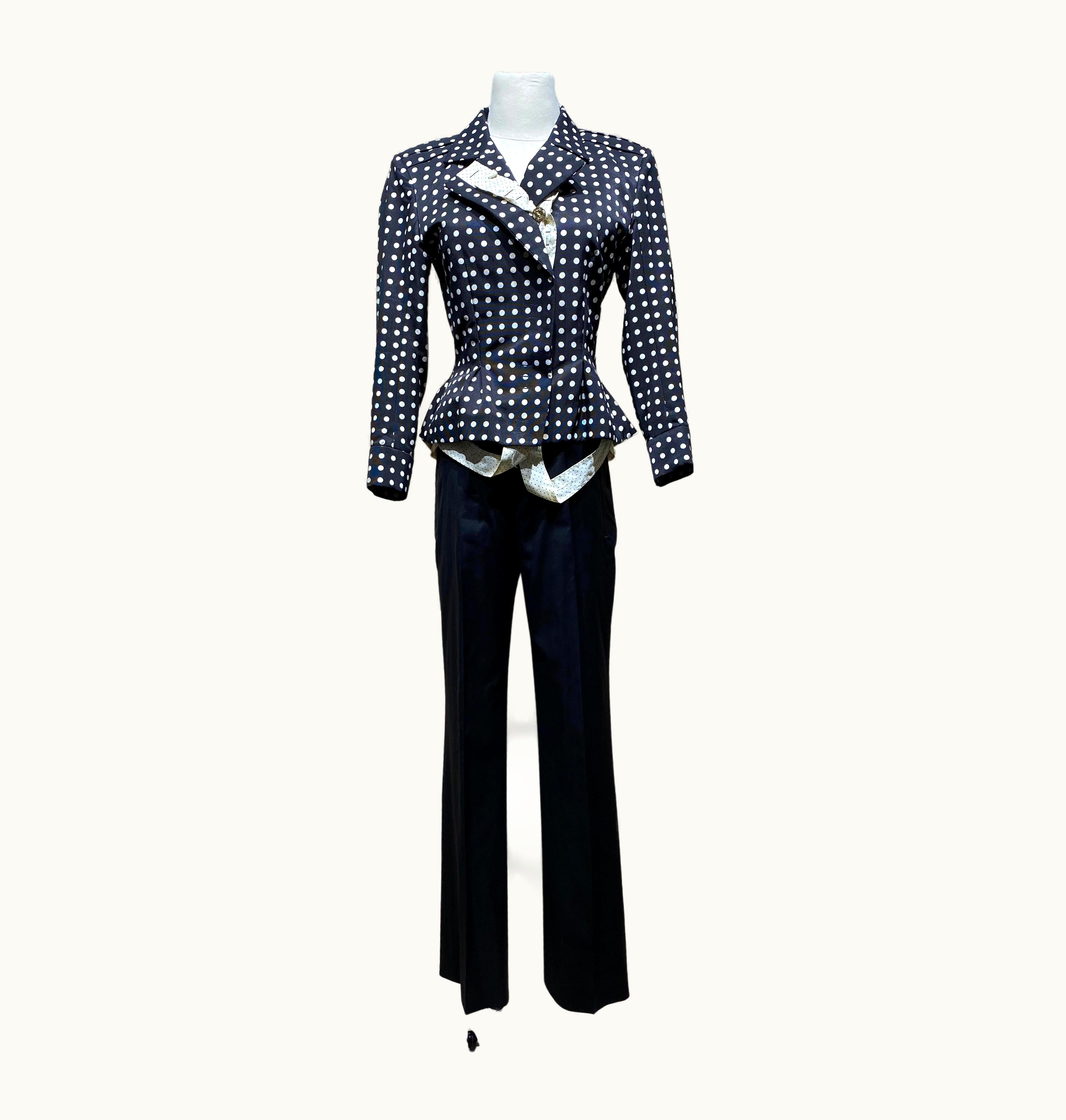 Saint Laurent 2000s Yves Saint Laurent By Stefano Pilati Polkadot Jacket Pant Suit
