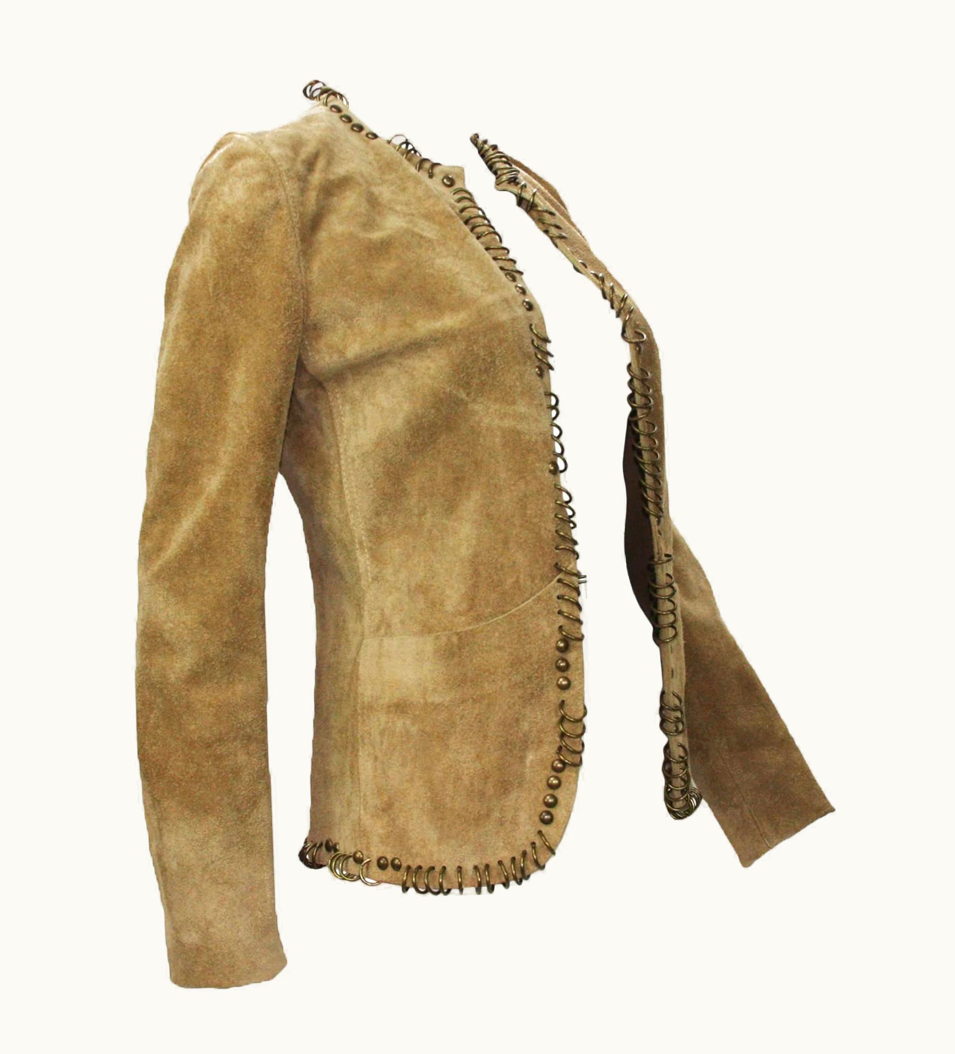 Saint Laurent Tom Ford For Yves Saint Laurent 2002 Collection Jacket Brass Ring Studs