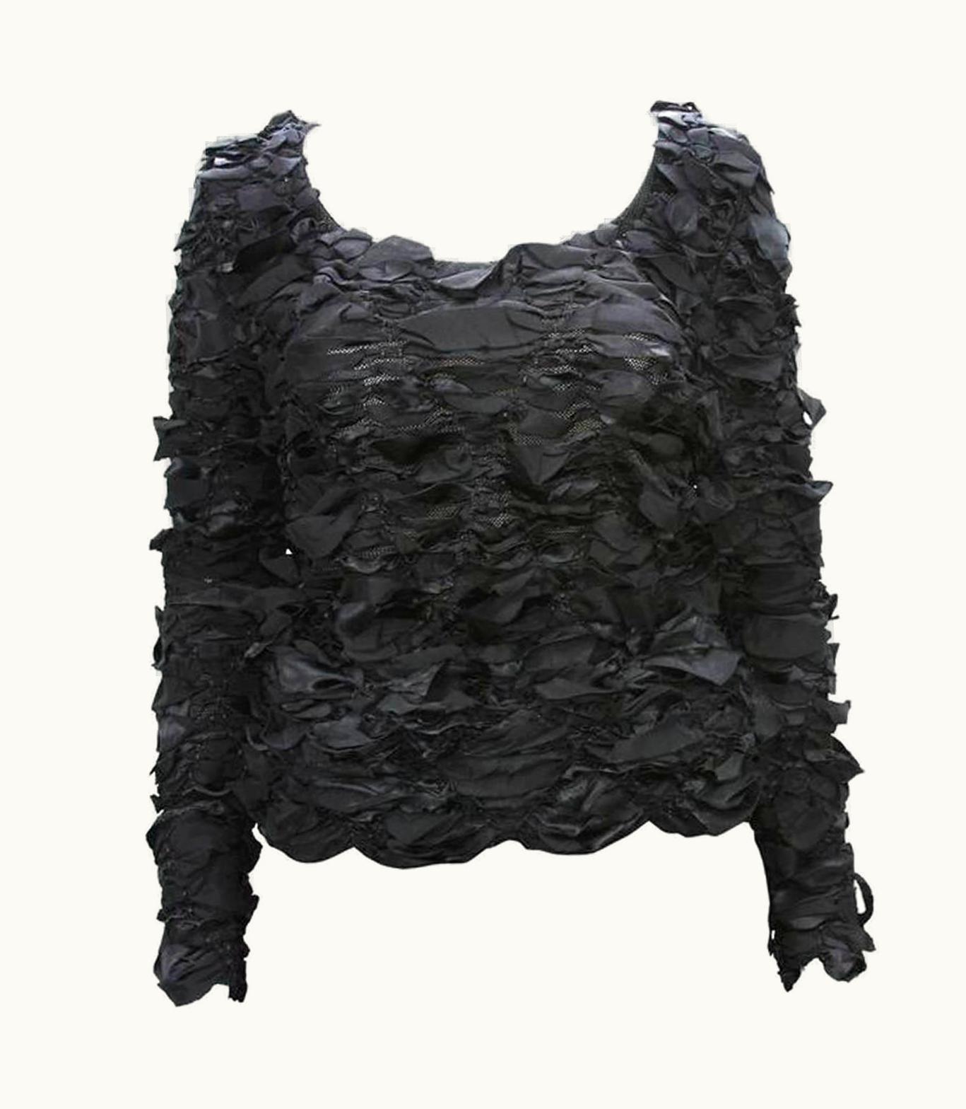 Saint Laurent Tom Ford For Yves Saint Laurent AW 2001 Black Stretch Sweater Runway Top It