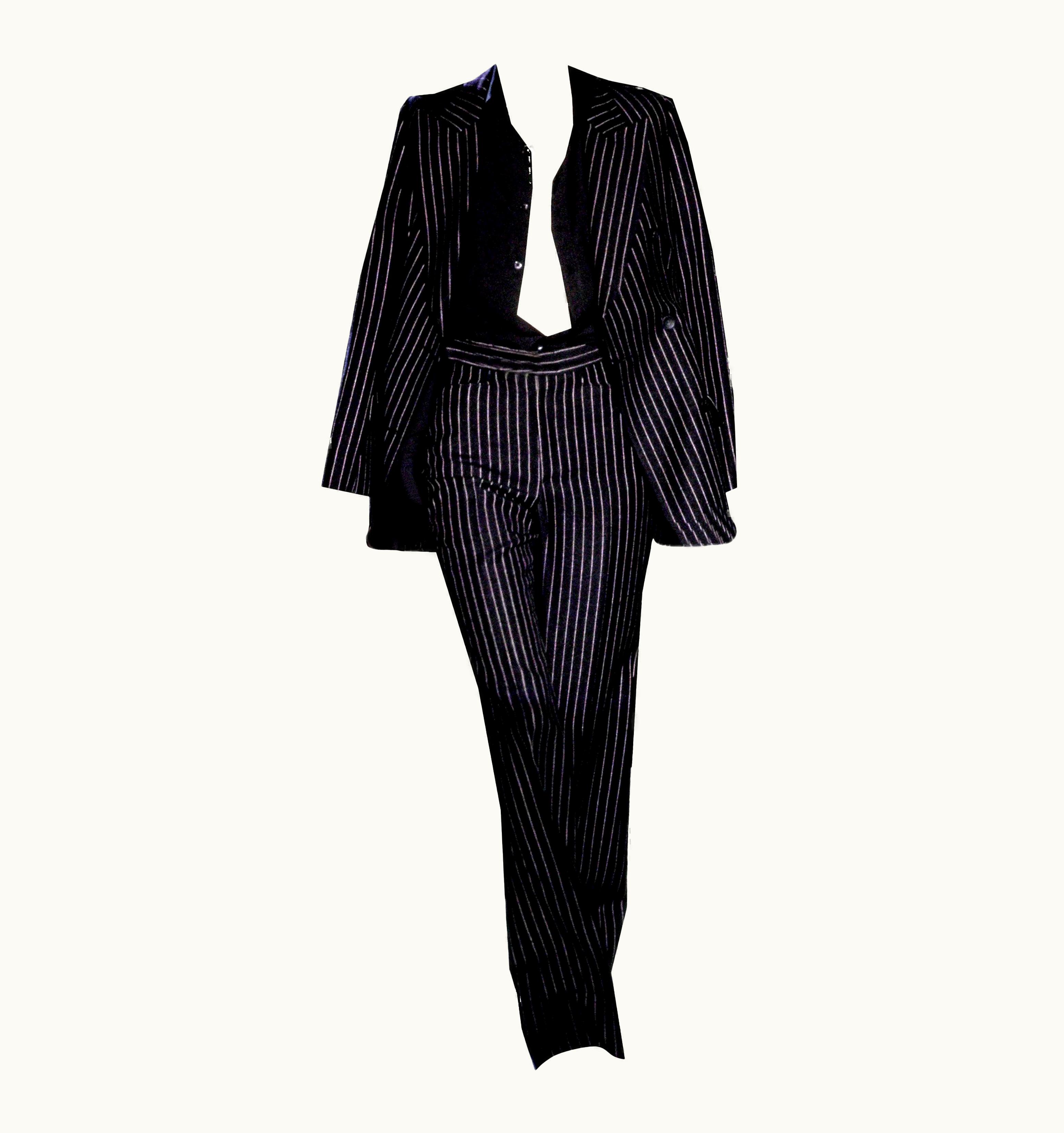 Saint Laurent Tom Ford For Yves Saint Laurent YSL Pinstripe Pantsuit Suit