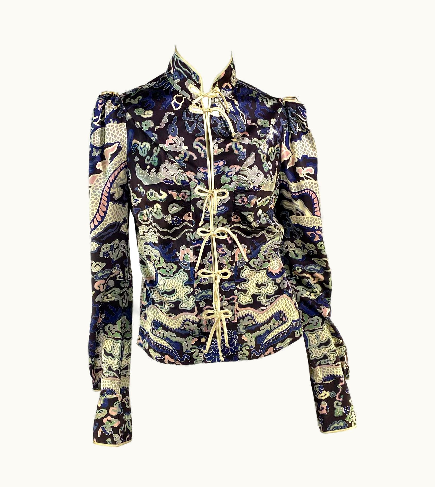 Saint Laurent AW 2004 Yves Saint Laurent By Tom Ford China Through The Looking Glass Silk Top