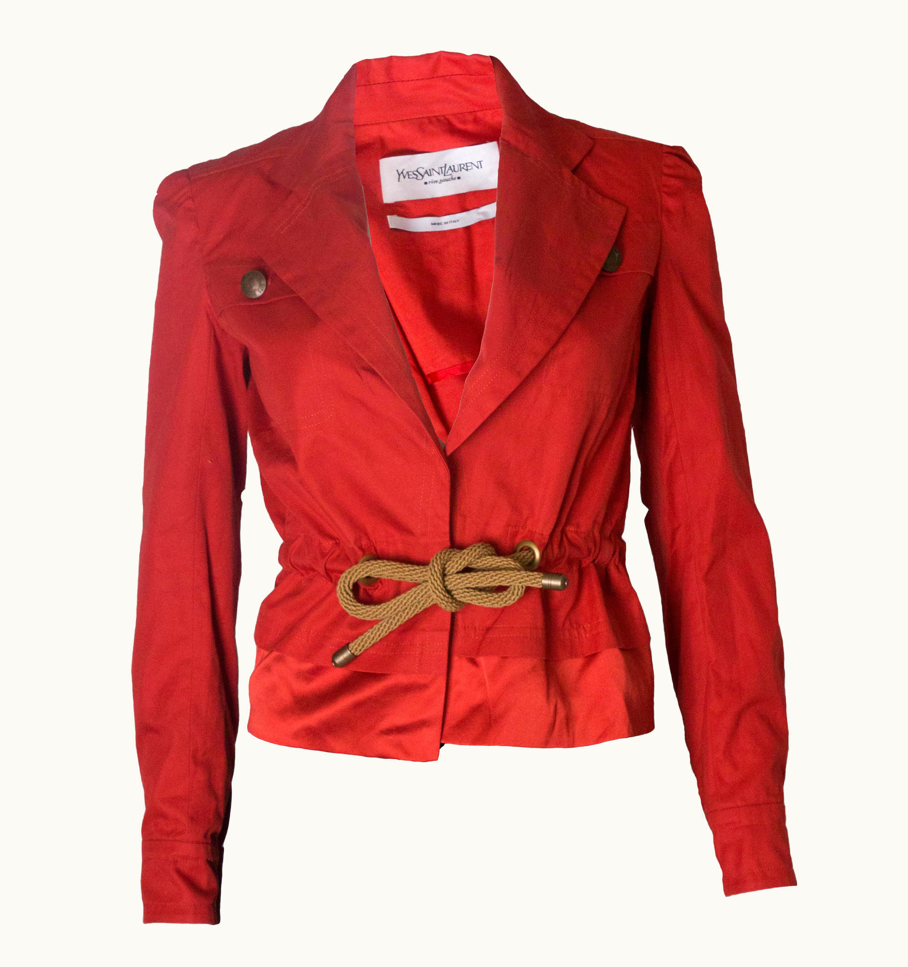 Saint Laurent A Vintage 2000 Red Belted Jacket By Yves Saint Laurent