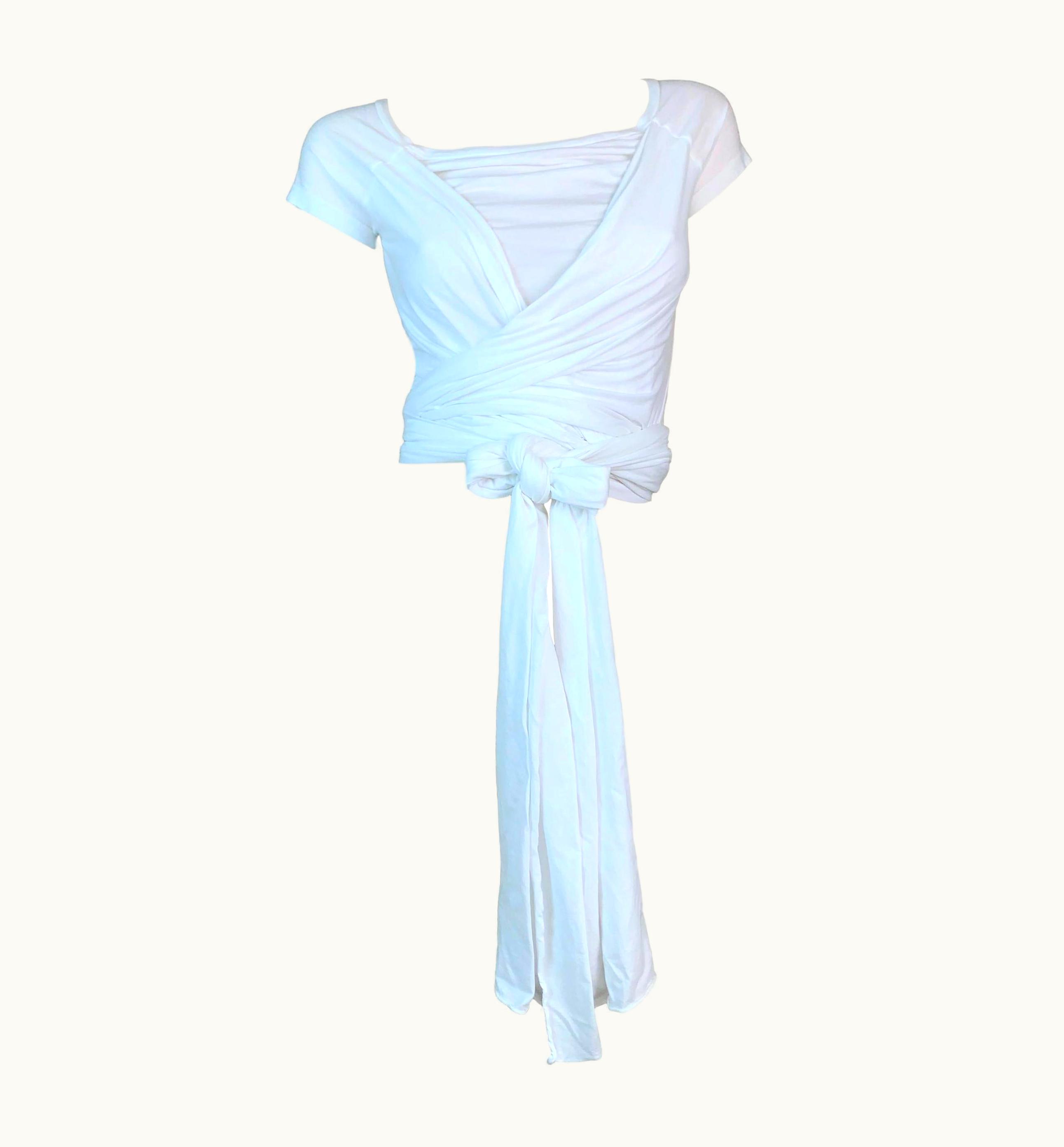 Saint Laurent 2000' Yves Saint Laurent White Crop T-Shirt Wrap Top