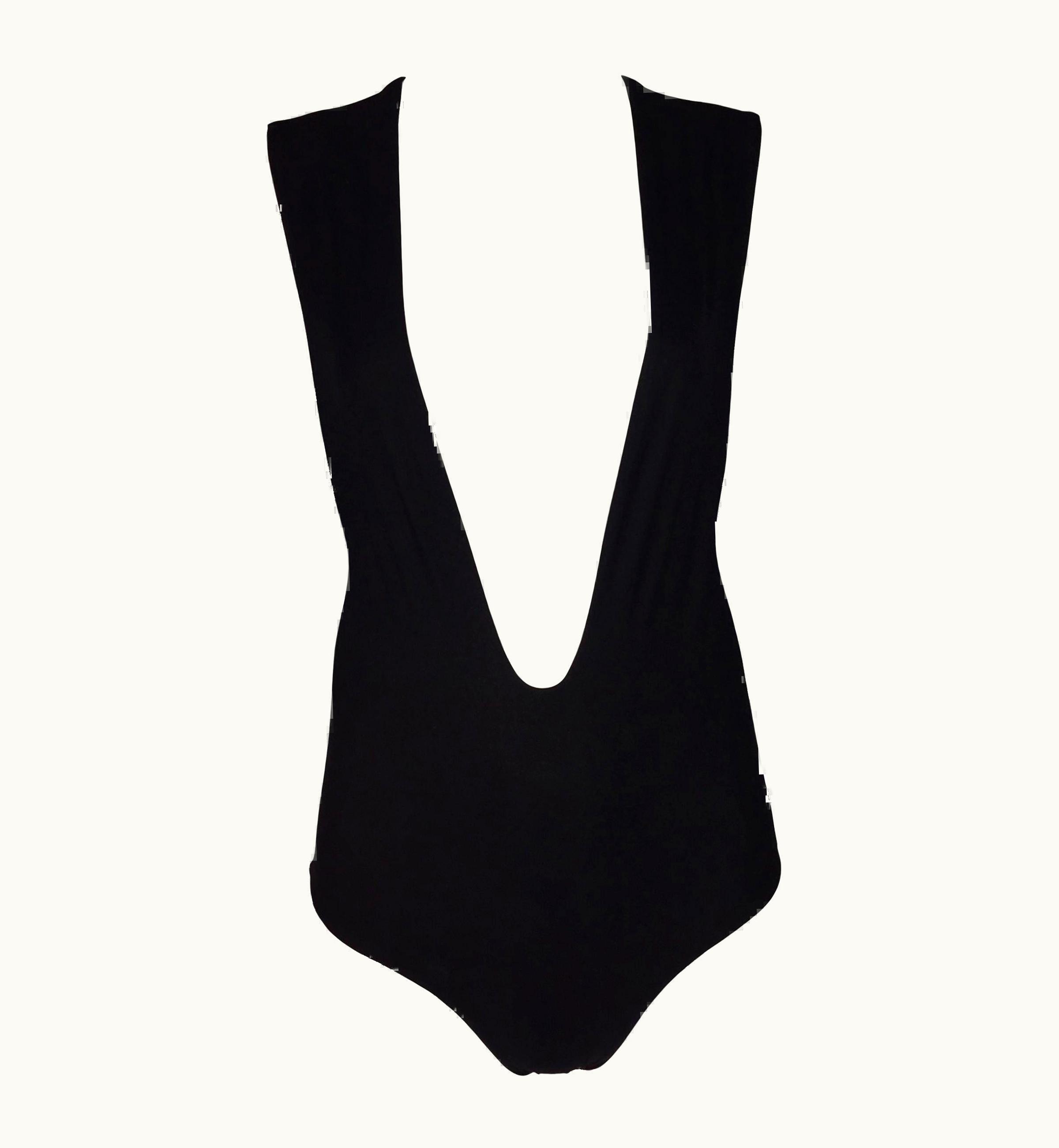 Saint Laurent S/S 2000 Yves Saint Laurent By Tom Ford Plunging Black Bodysuit Top